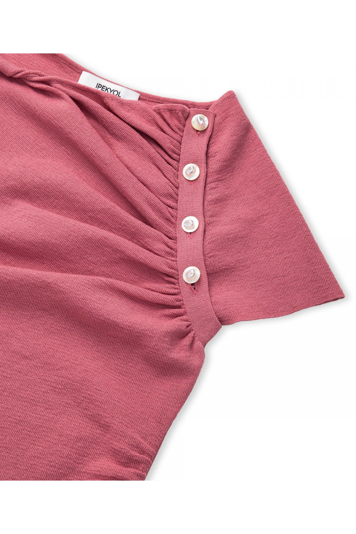 İpekyol Asimetrik kol büzgülü Triko IS1260050054