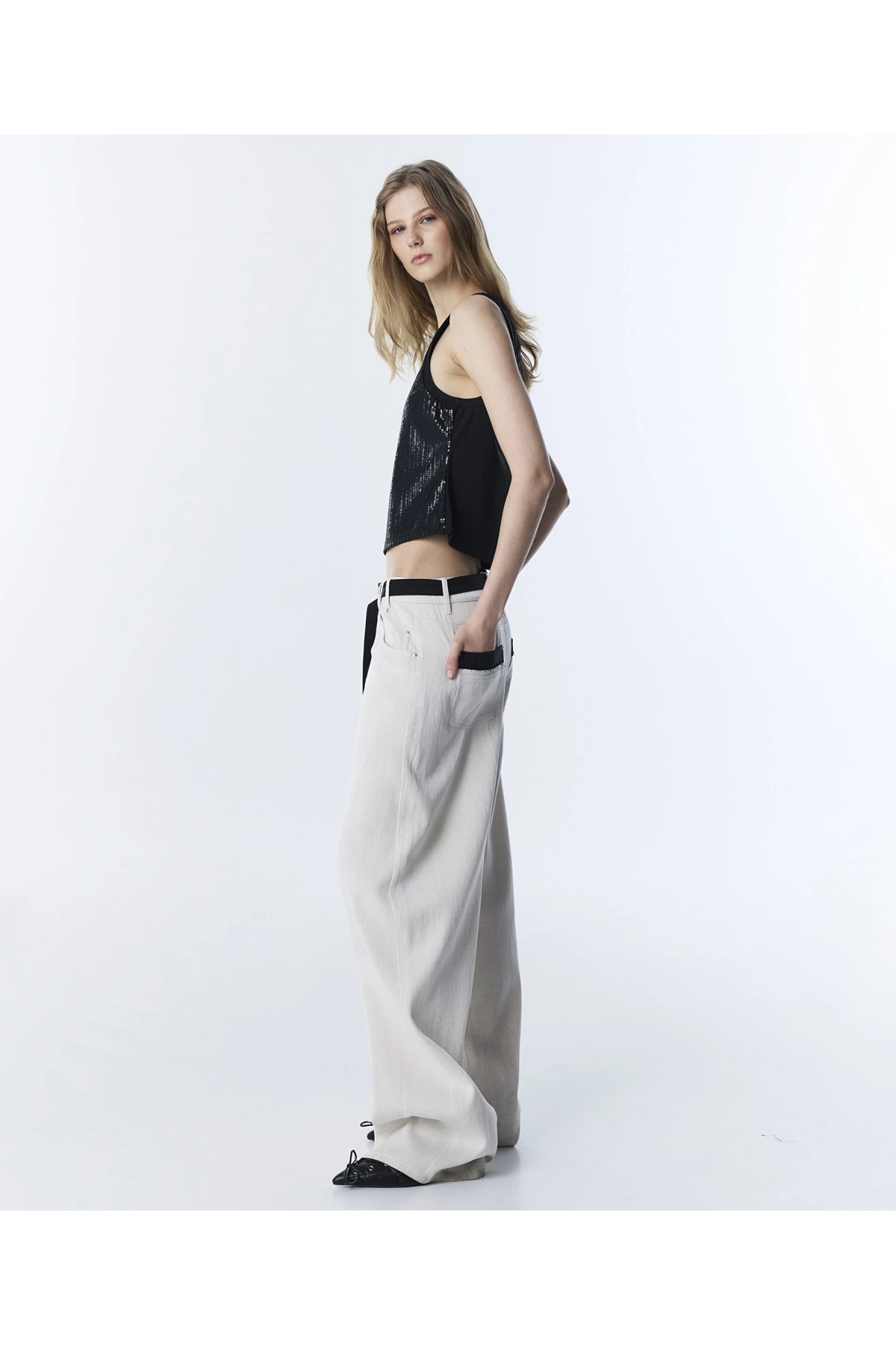 İpekyol Kontrast Kuşaklı Baggy Pantolon TS1260003126