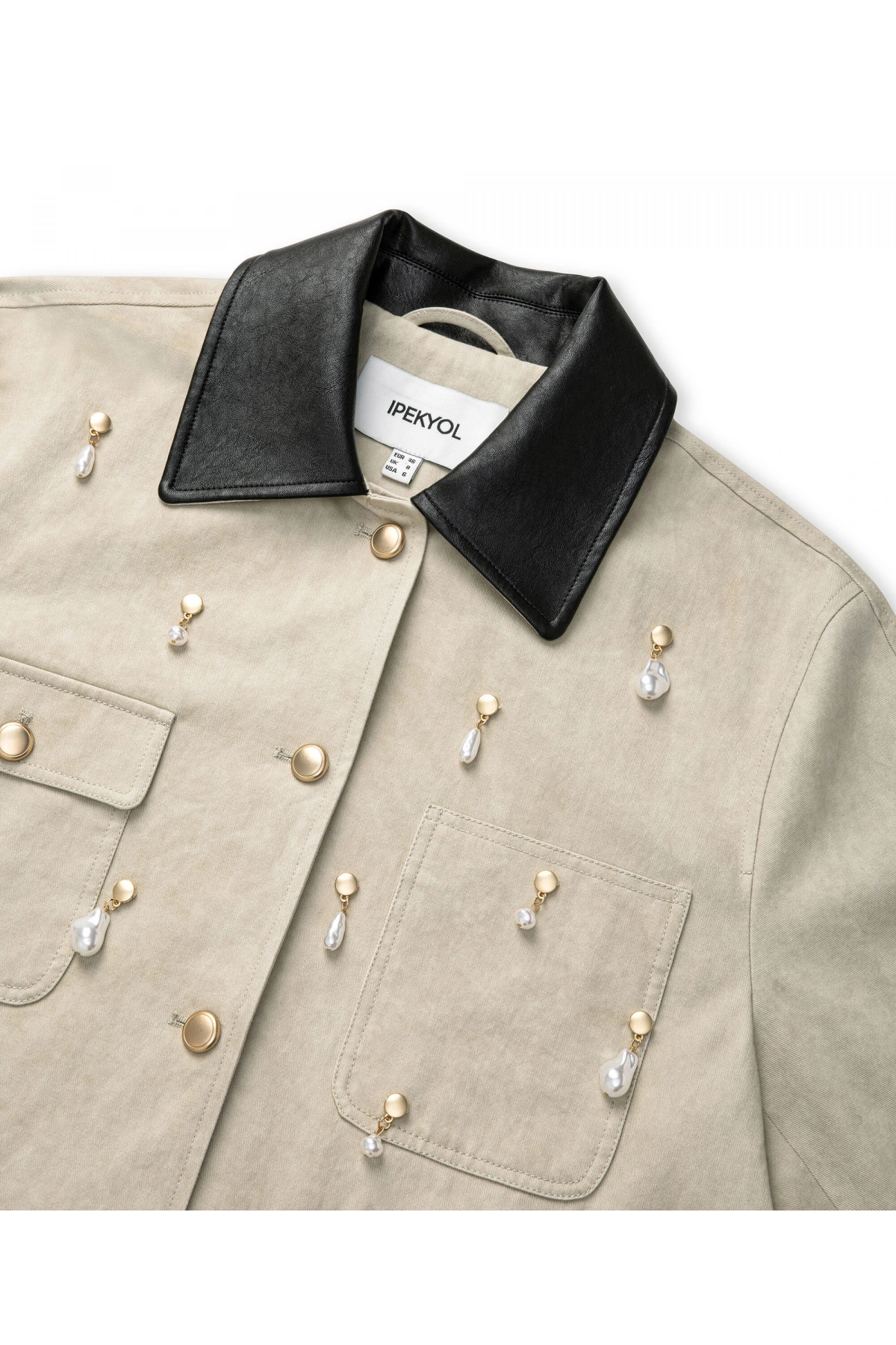 İpekyol Suni İnci Aksesuarlı Non Denim Ceket IS1260012029