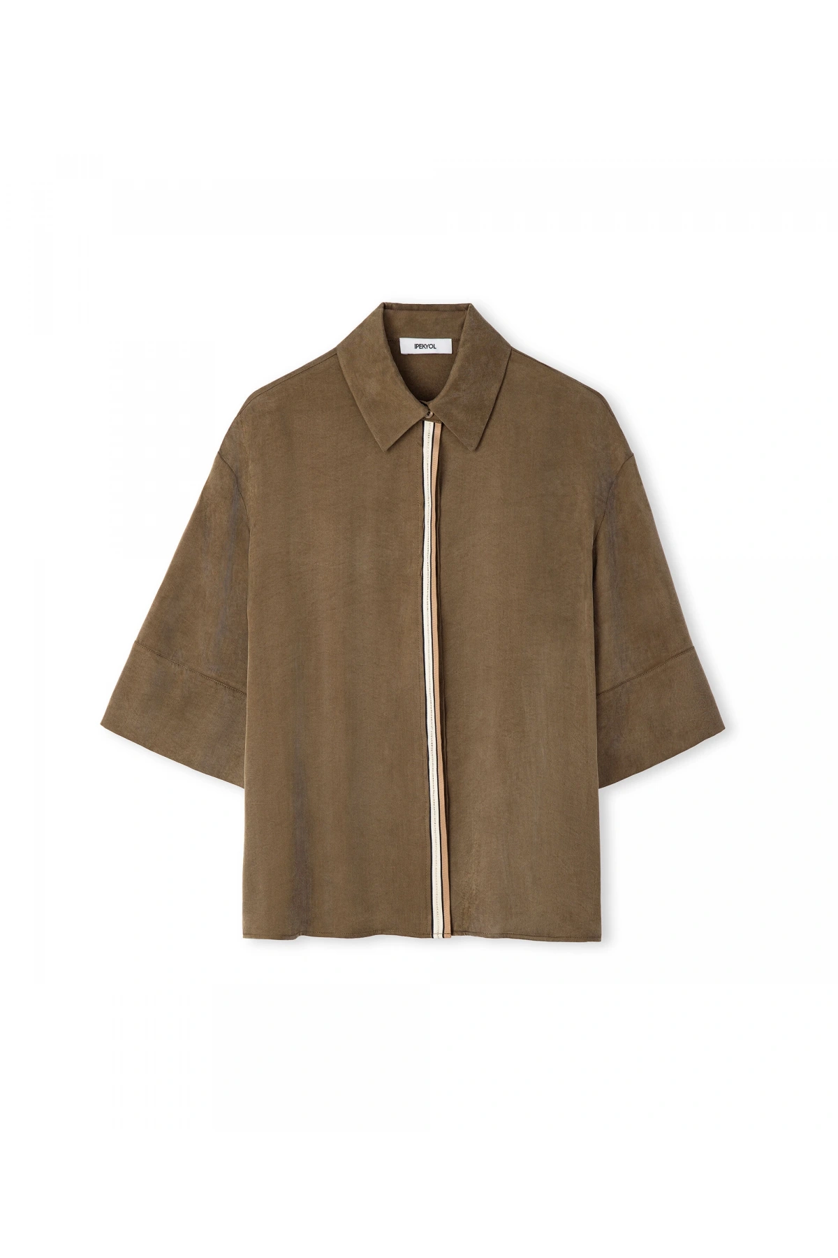 İpekyol Kontrast Biyeli Hotfix Baskılı Gömlek IS1260025153