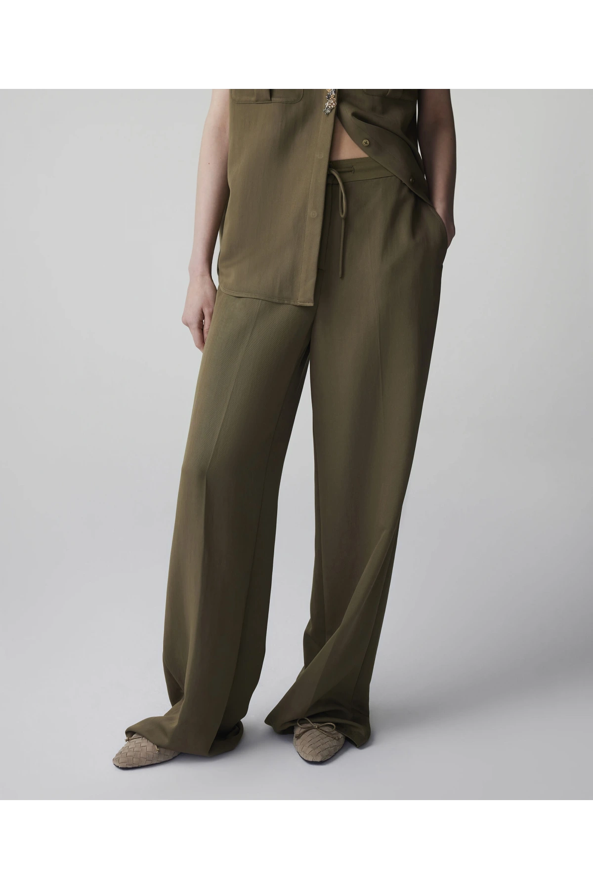 İpekyol Wide Leg Fit Belden Bağlamalı Pantolon IS1260003130