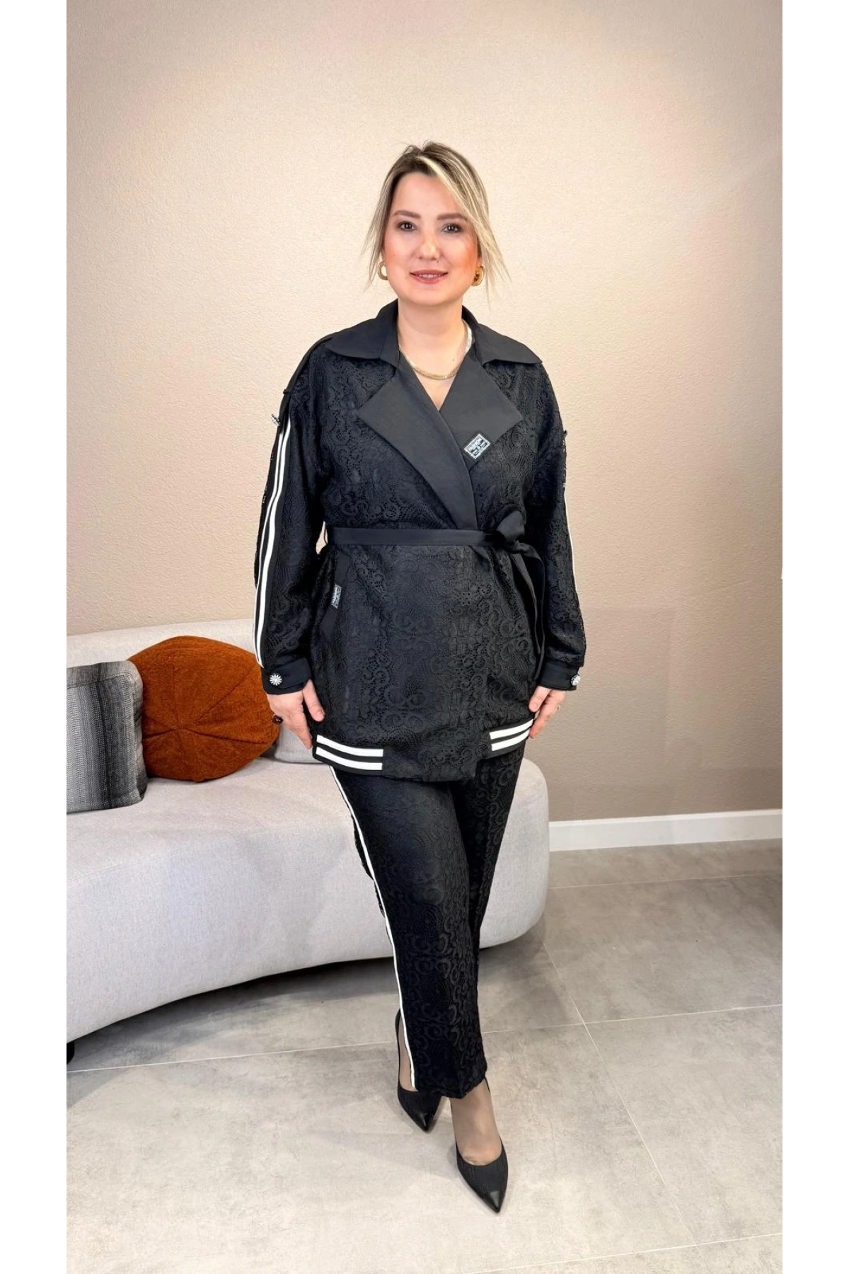 My312 Dantelli Şeritli Takım 26S1624