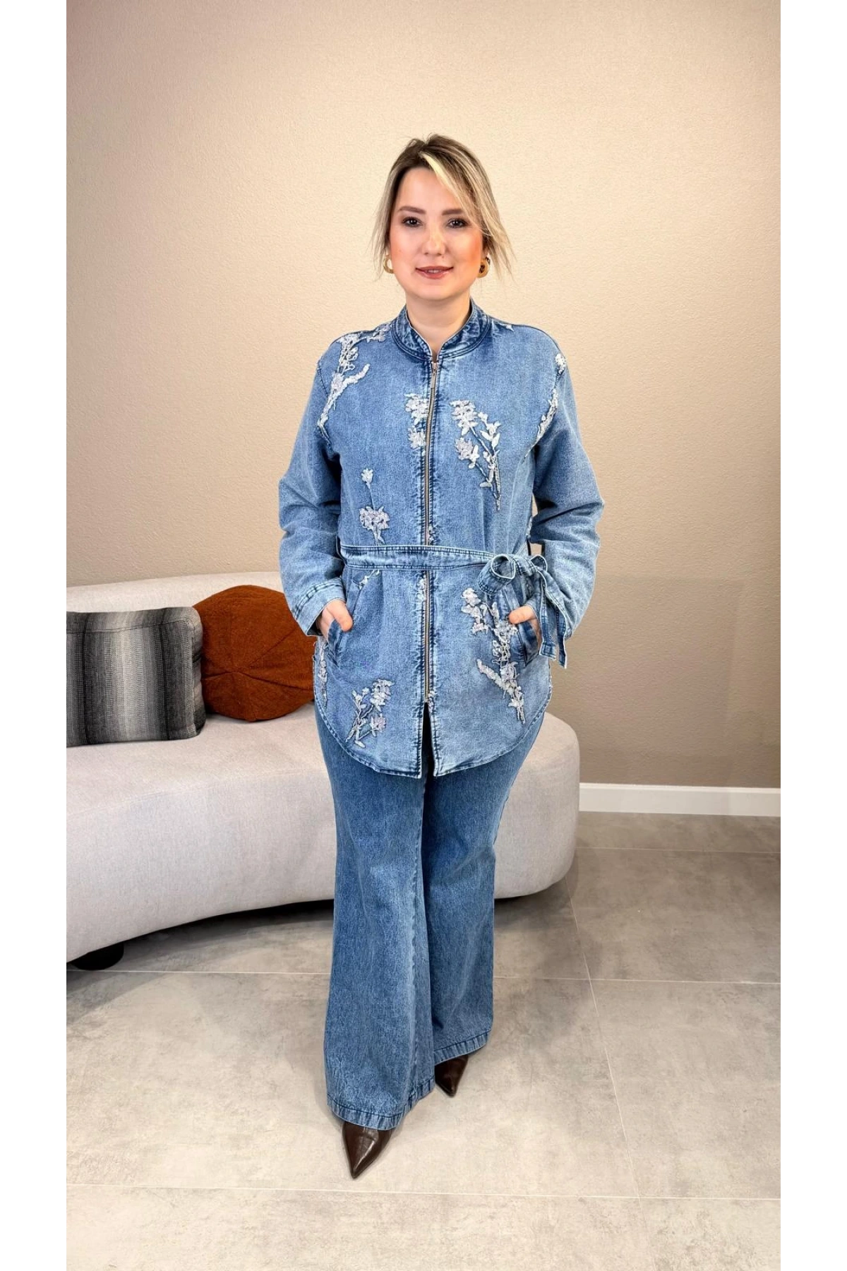 My312 Nakış İşlemeli Denim Takım 26S7721