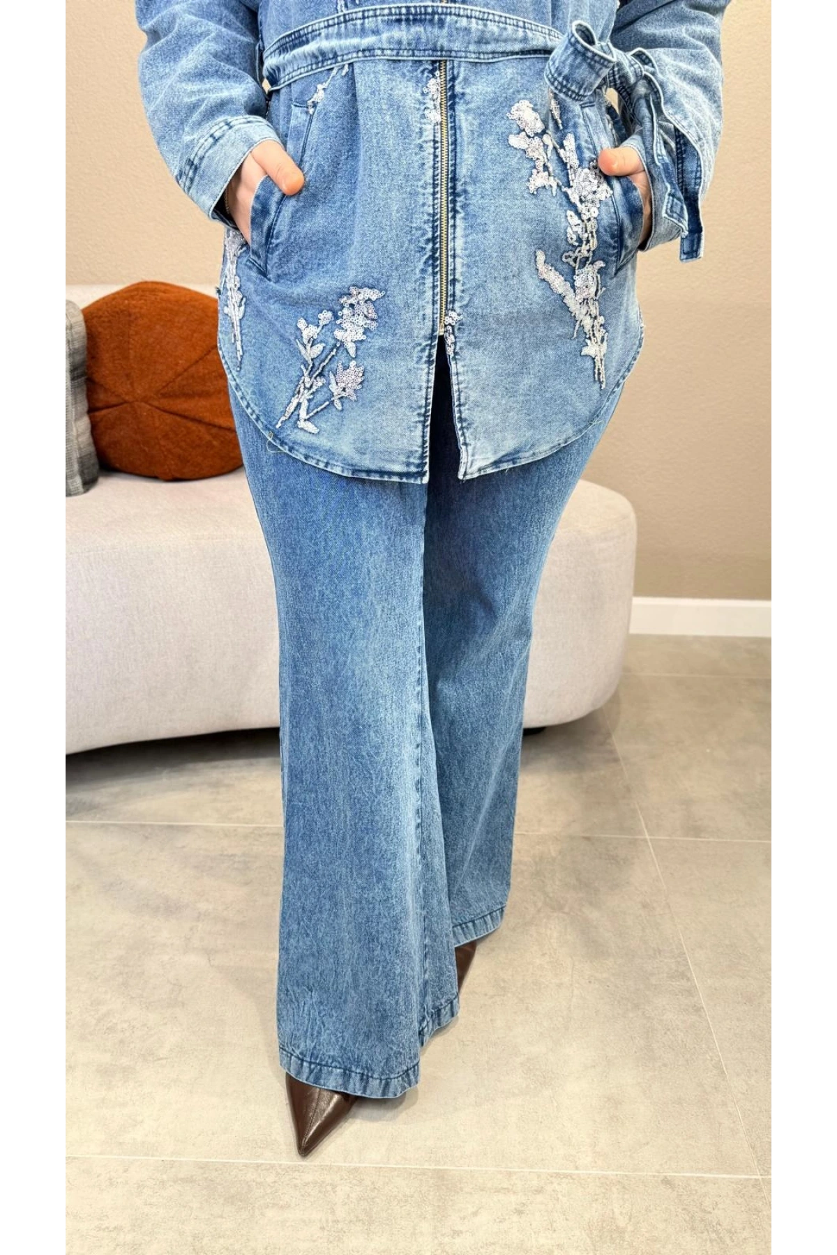 My312 Nakış İşlemeli Denim Takım 26S7721