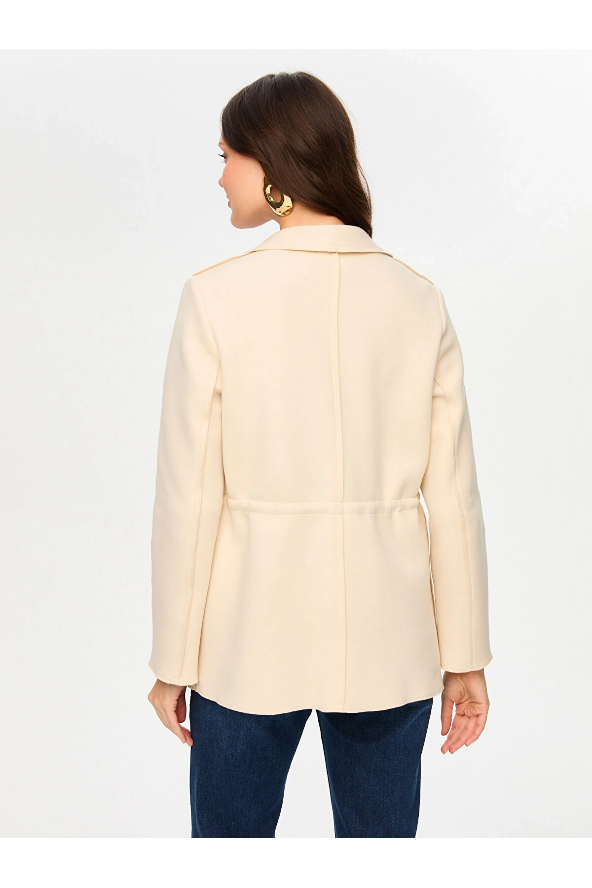 Faik Sönmez Beli Tünelli Astarsız Örme Blazer Ceket US26CKT007