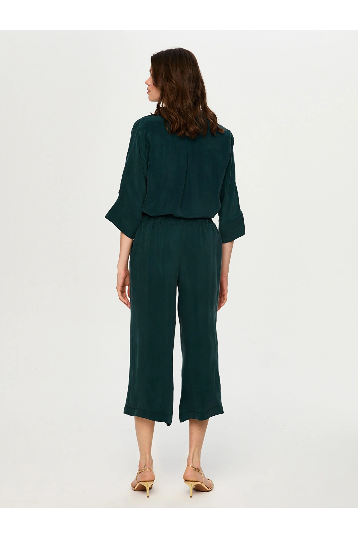 Faik Sönmez Beli Lastikli Wide Leg Fit Modallı Capri US26CPR004