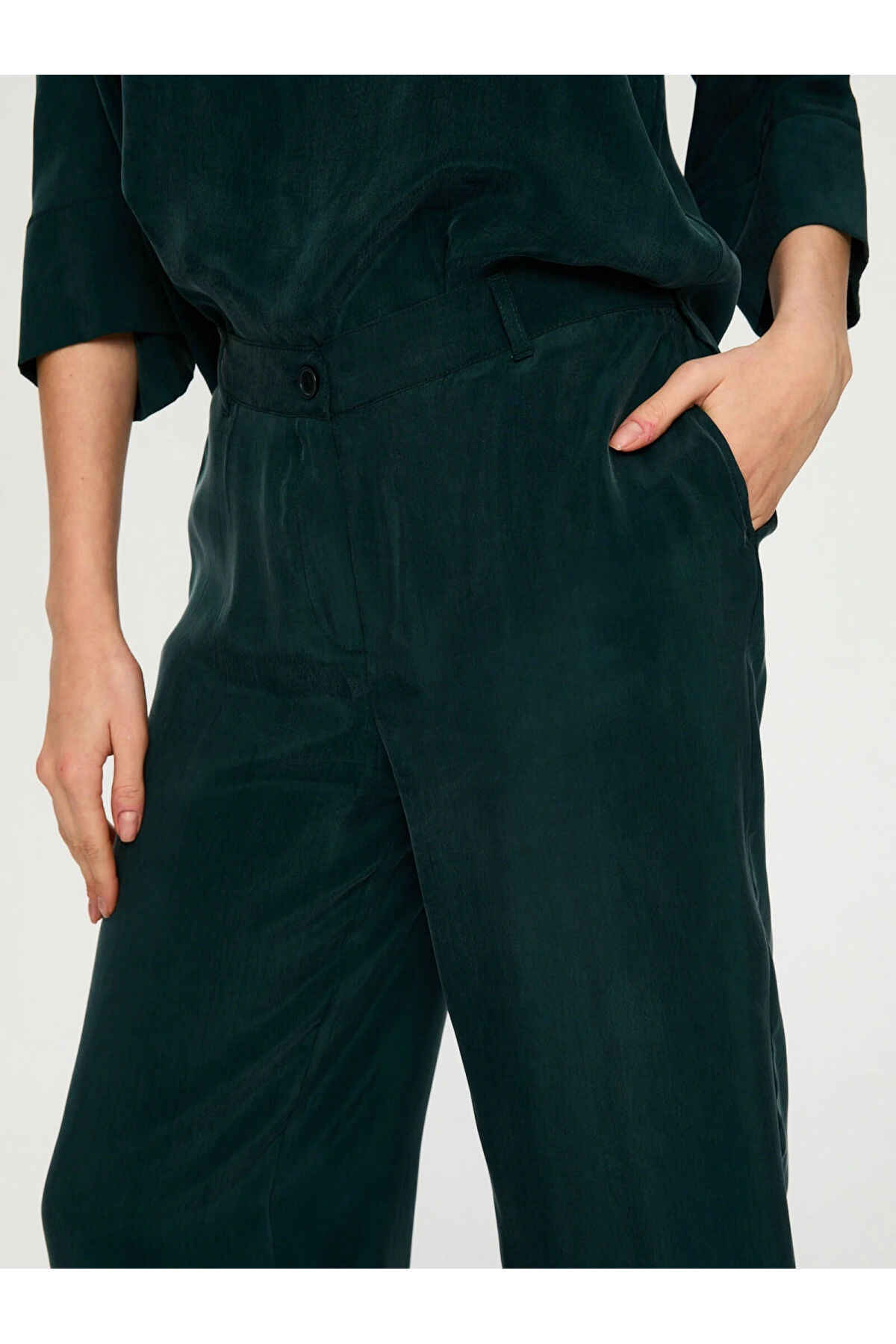 Faik Sönmez Beli Lastikli Wide Leg Fit Modallı Capri US26CPR004