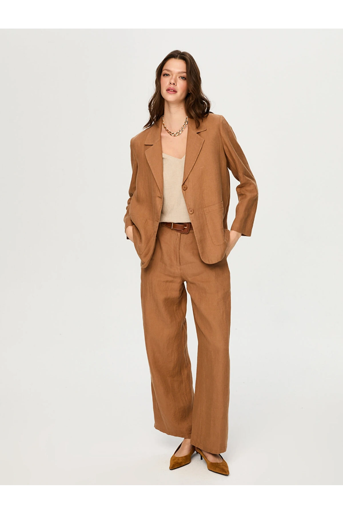 Faik Sönmez %100 Keten Astarsız Blazer Ceket US26CKT015