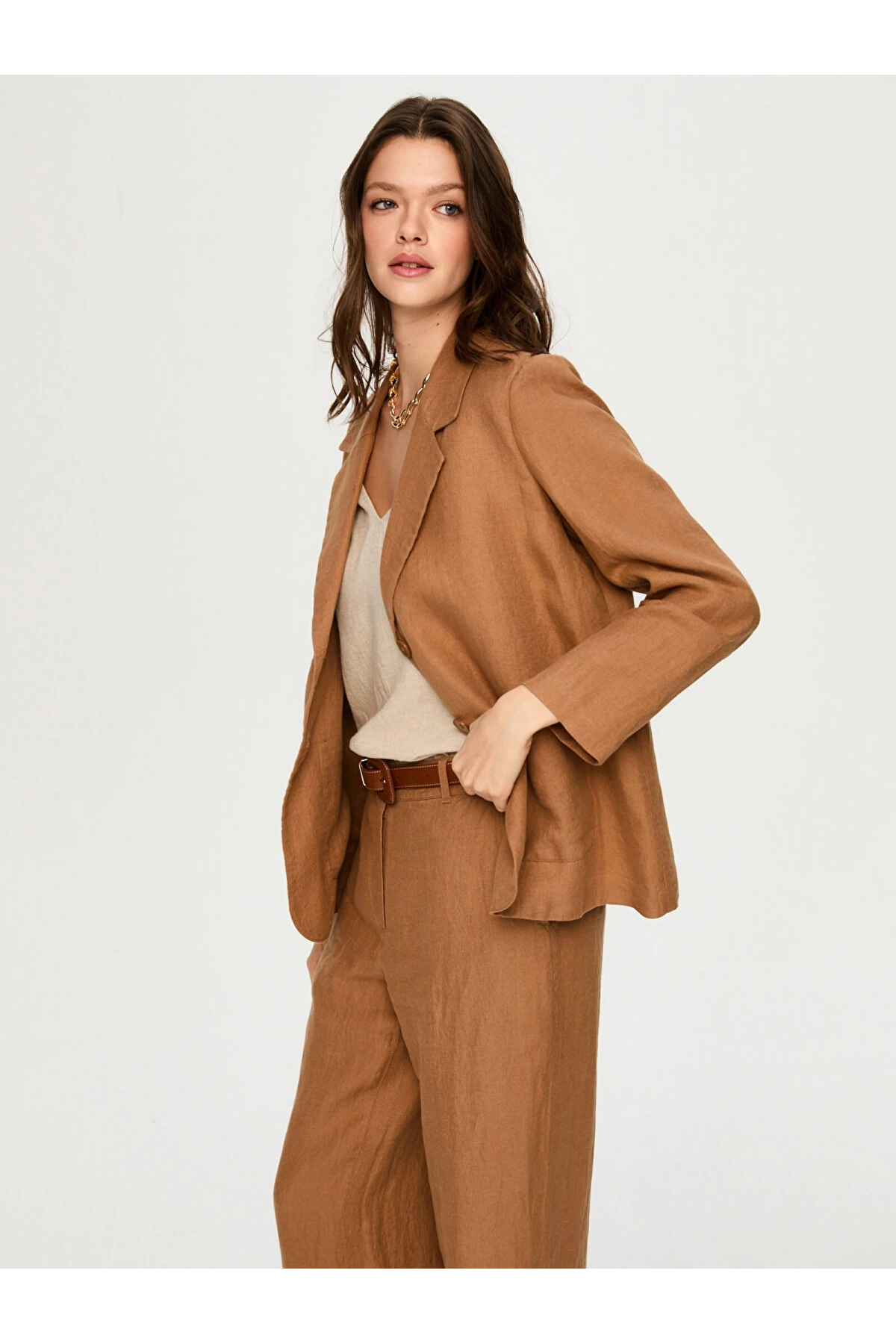 Faik Sönmez %100 Keten Astarsız Blazer Ceket US26CKT015