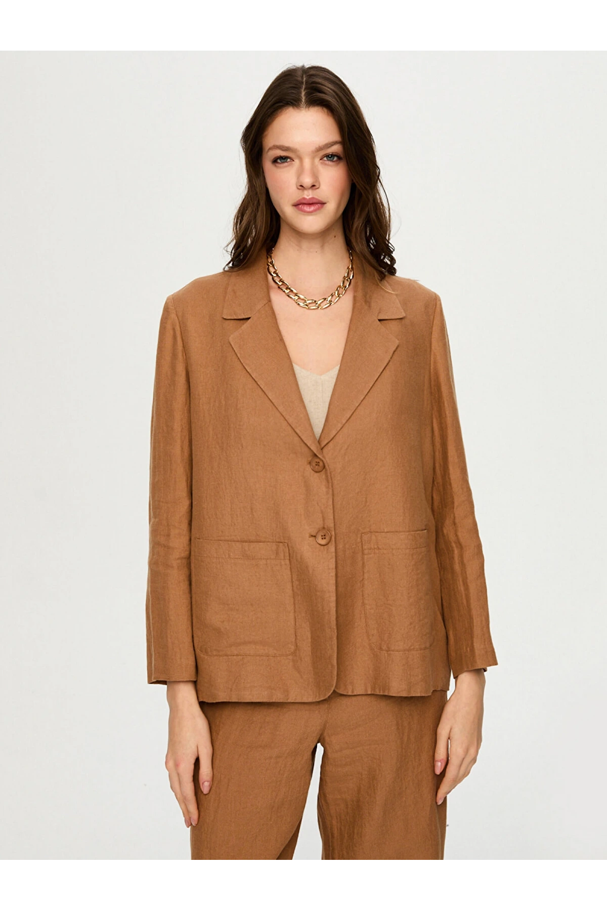 Faik Sönmez %100 Keten Astarsız Blazer Ceket US26CKT015