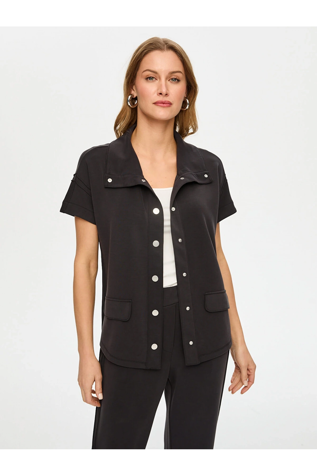 Faik Sönmez Dikiş Detaylı Modallı Kısa Kol Eşofman Üstü US26ESU002
