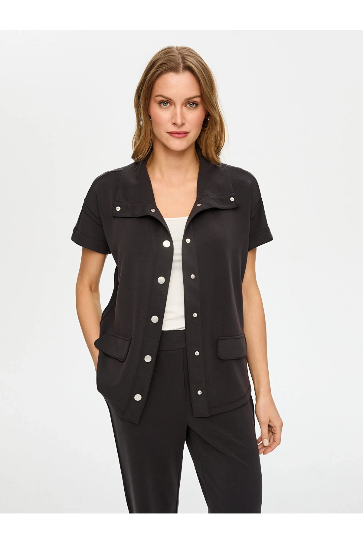 Faik Sönmez Dikiş Detaylı Modallı Kısa Kol Eşofman Üstü US26ESU002