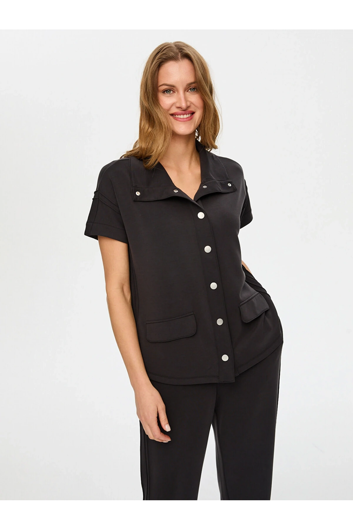 Faik Sönmez Dikiş Detaylı Modallı Kısa Kol Eşofman Üstü US26ESU002