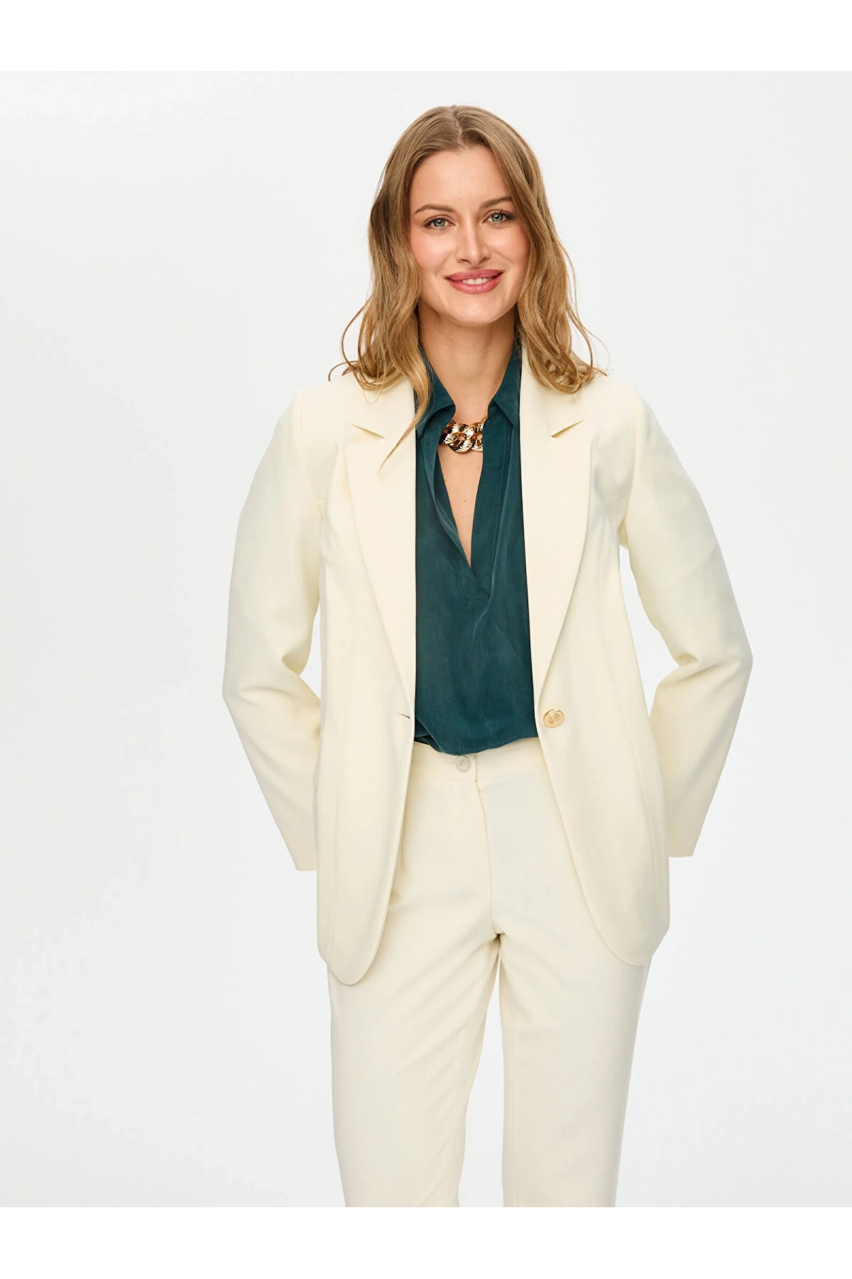 Faik Sönmez Gold Düğmeli Şık Blazer Ceket US26CKT018