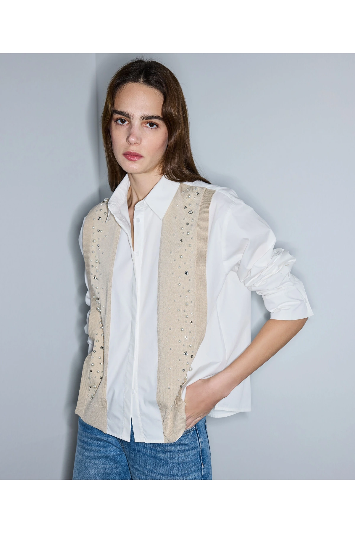 İpekyol Karma Aksesuarlı Kumaş Mix Gömlek IS1260025125