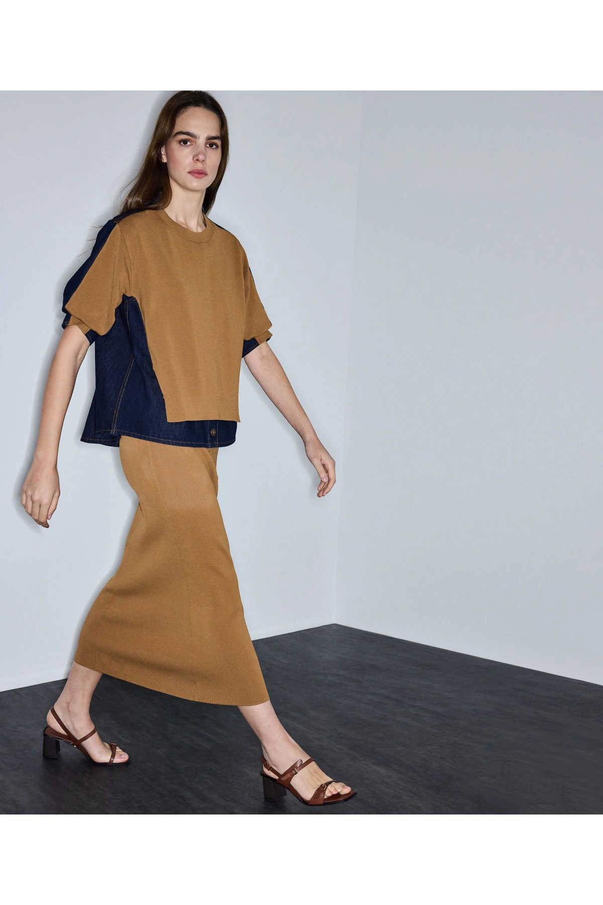 İpekyol Denim Mix Colorblock Etek IS1260004071