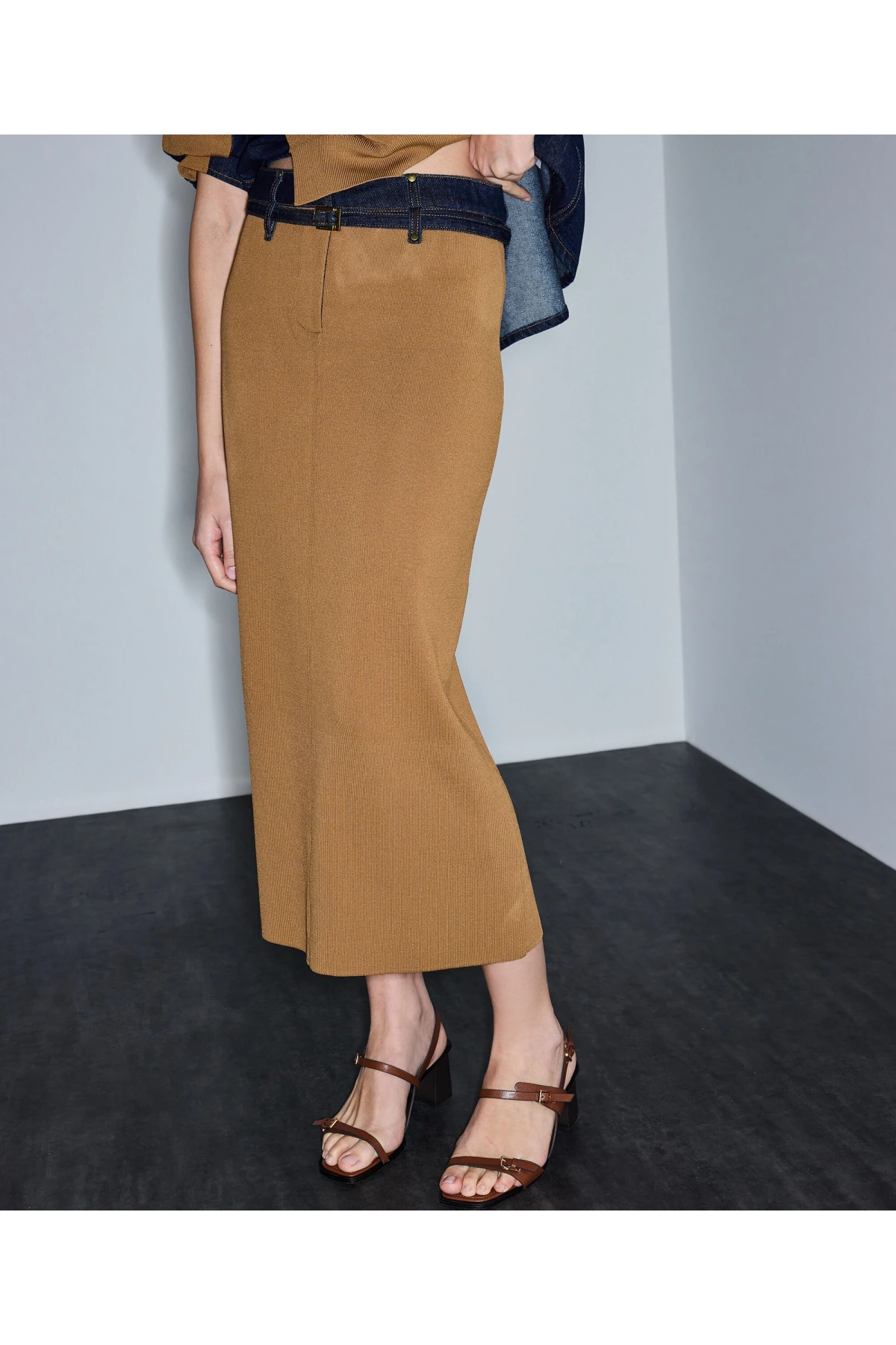 İpekyol Denim Mix Colorblock Etek IS1260004071