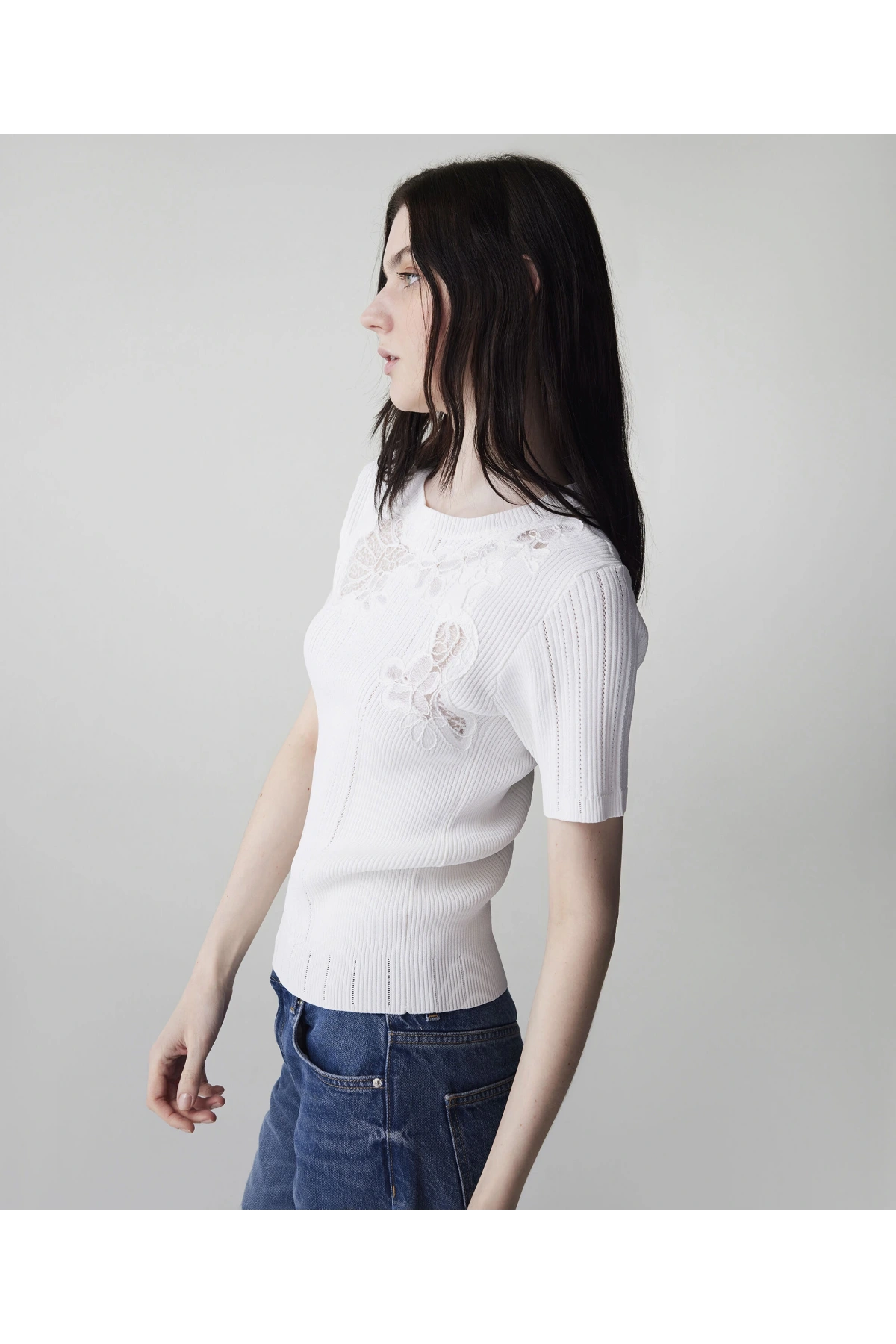 İpekyol Nakışlı Dantel Mix Triko IS1260050071