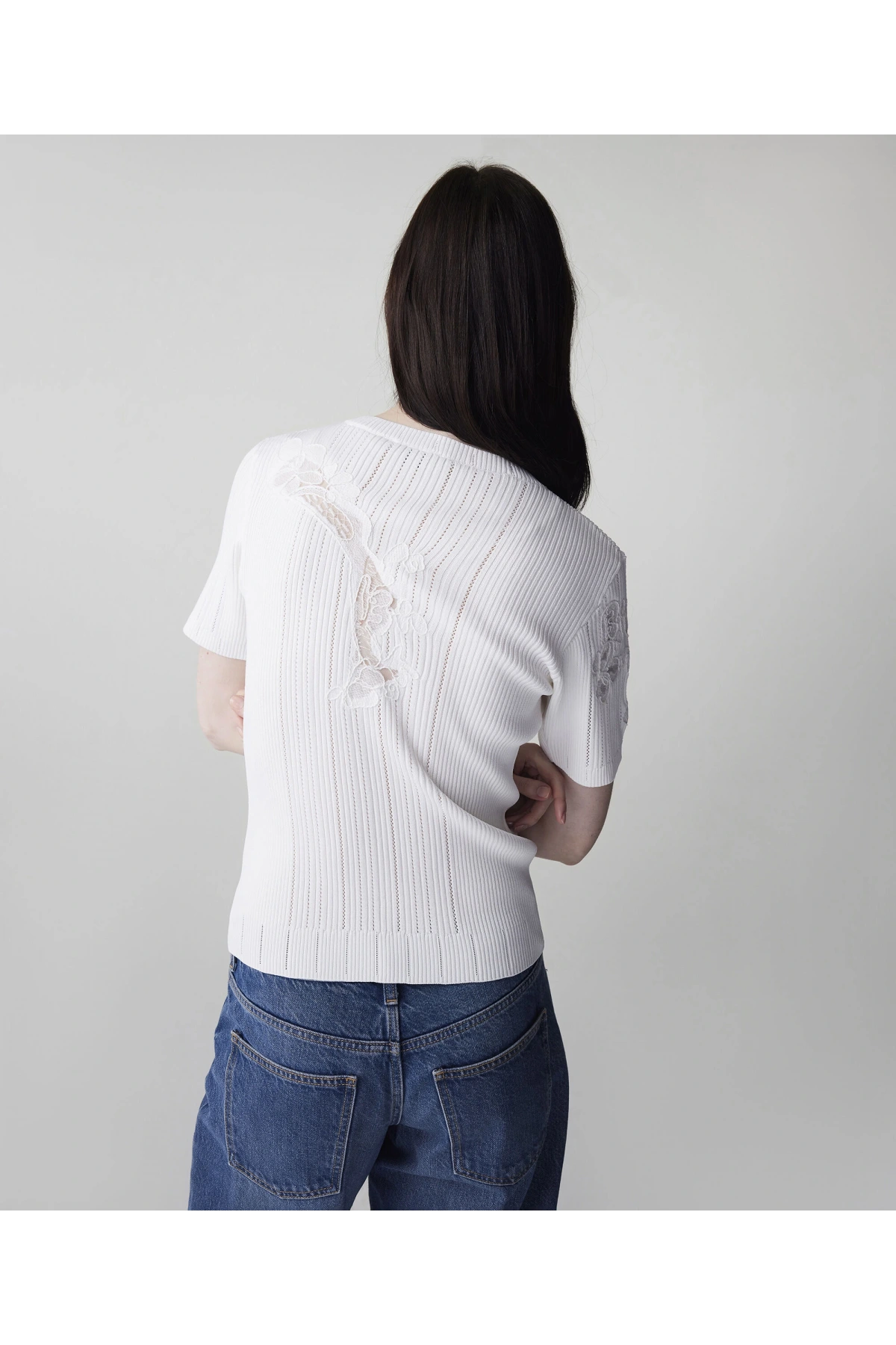 İpekyol Nakışlı Dantel Mix Triko IS1260050071