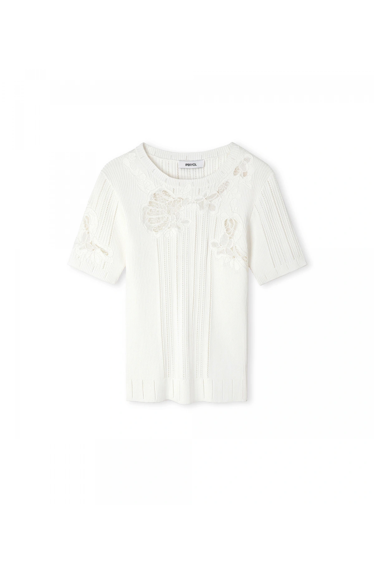 İpekyol Nakışlı Dantel Mix Triko IS1260050071