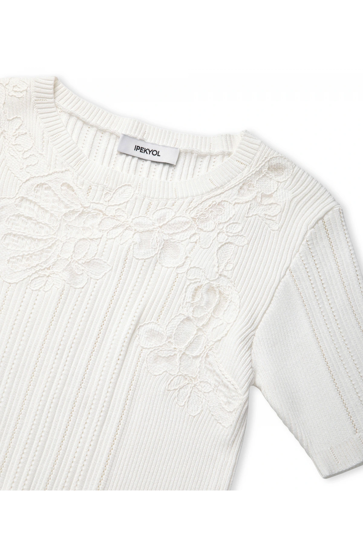 İpekyol Nakışlı Dantel Mix Triko IS1260050071