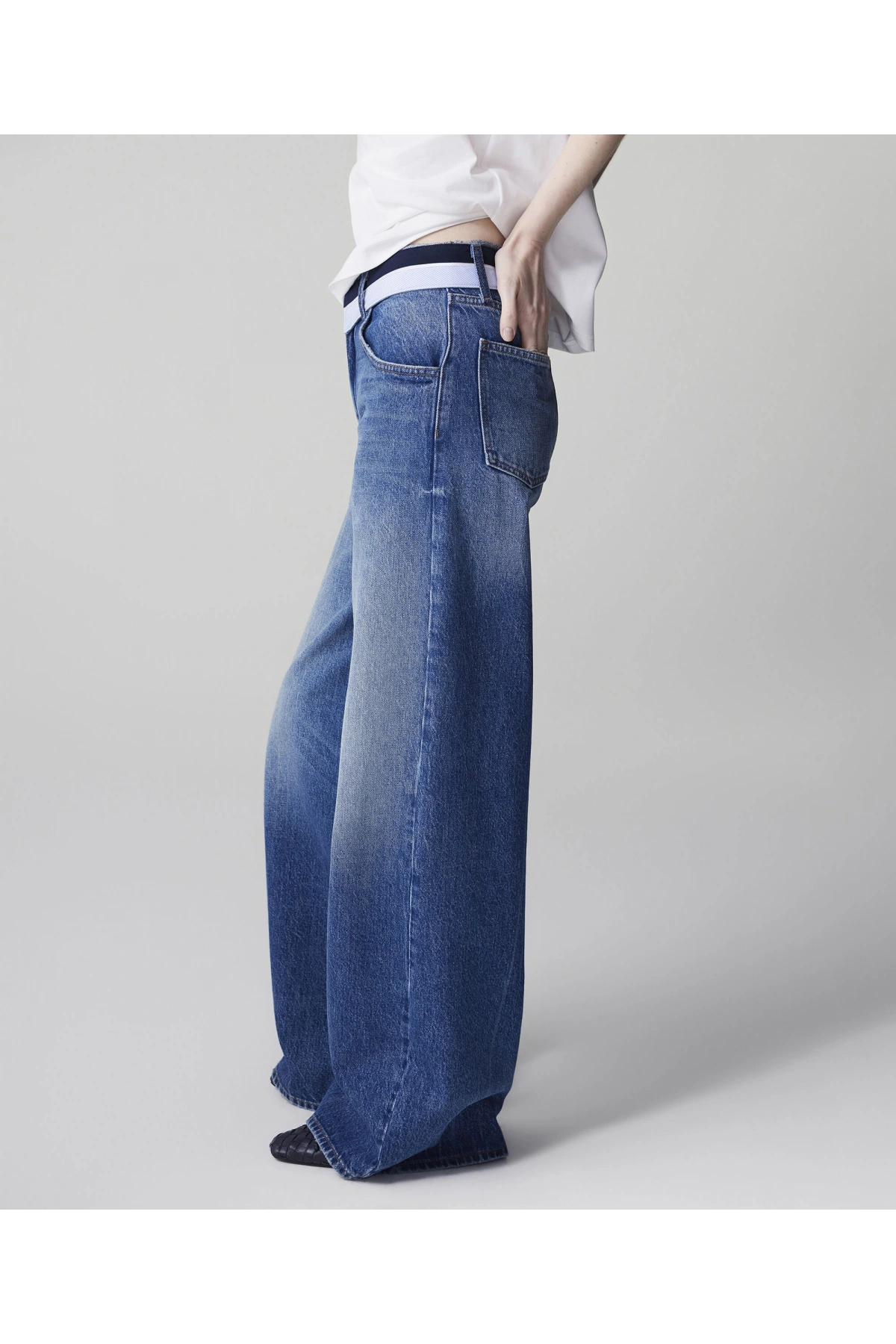 İpekyol Kontrast Bel Wide Leg Jean Pantolon IS1260018022