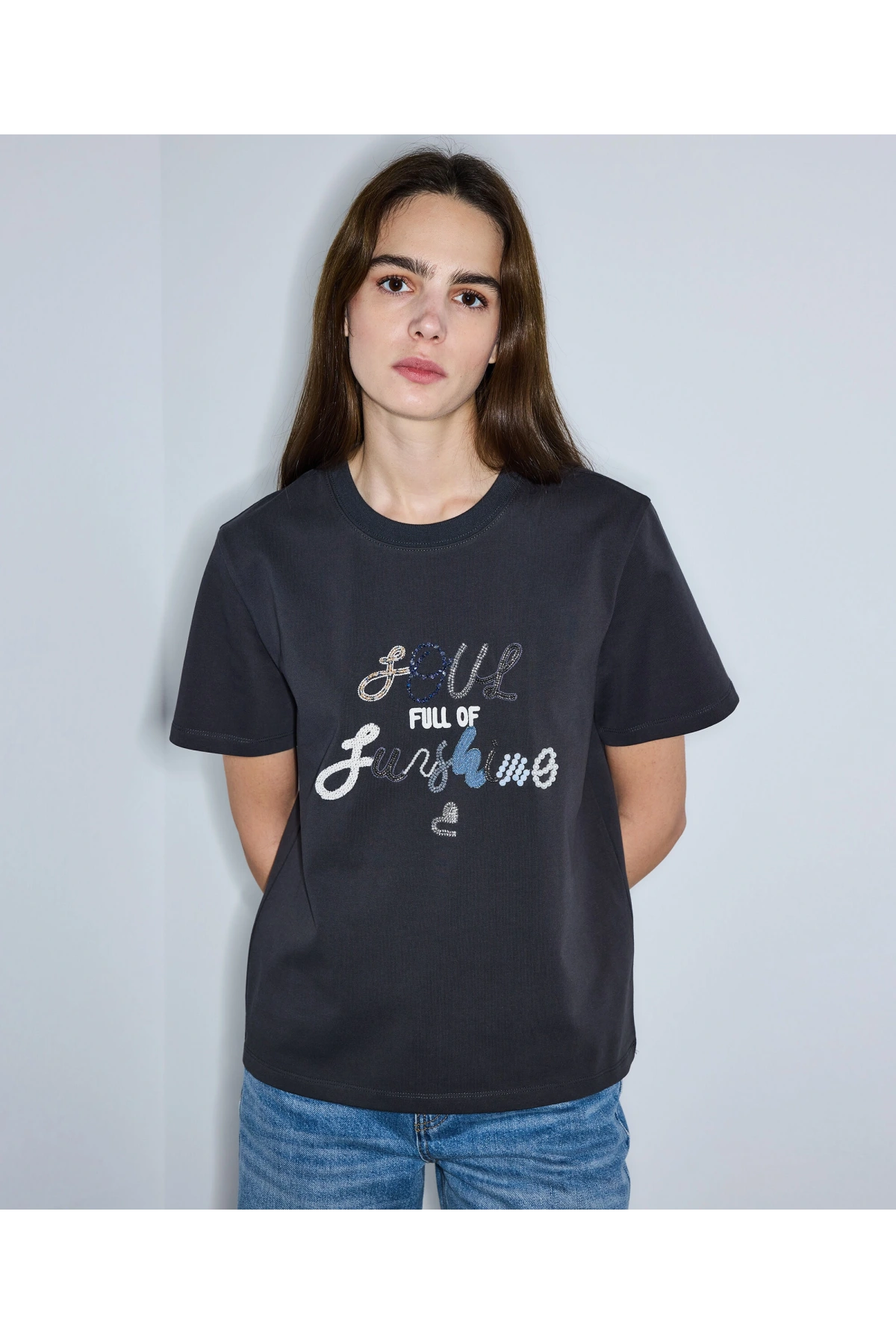 İpekyol Slogan Nakışlı T-Shirt IS1260070103