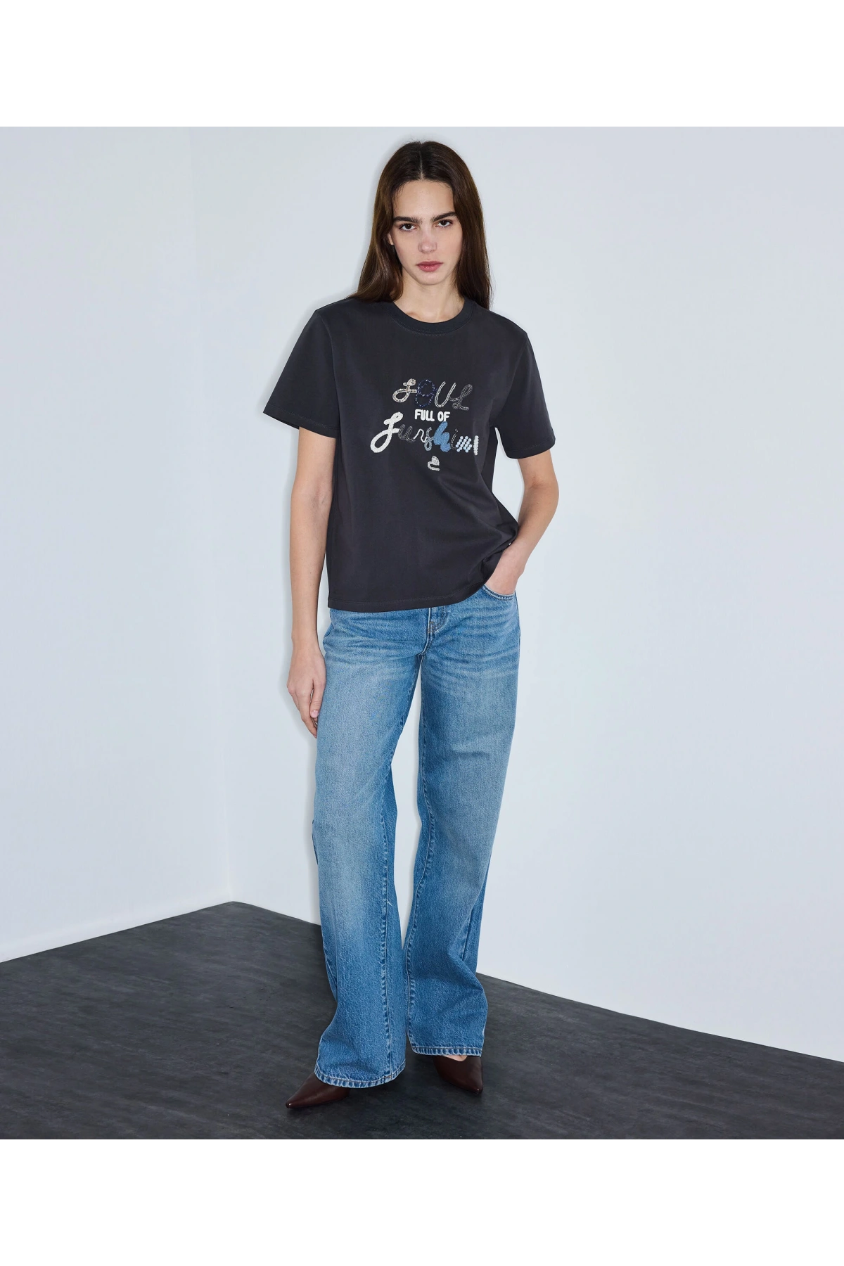 İpekyol Slogan Nakışlı T-Shirt IS1260070103