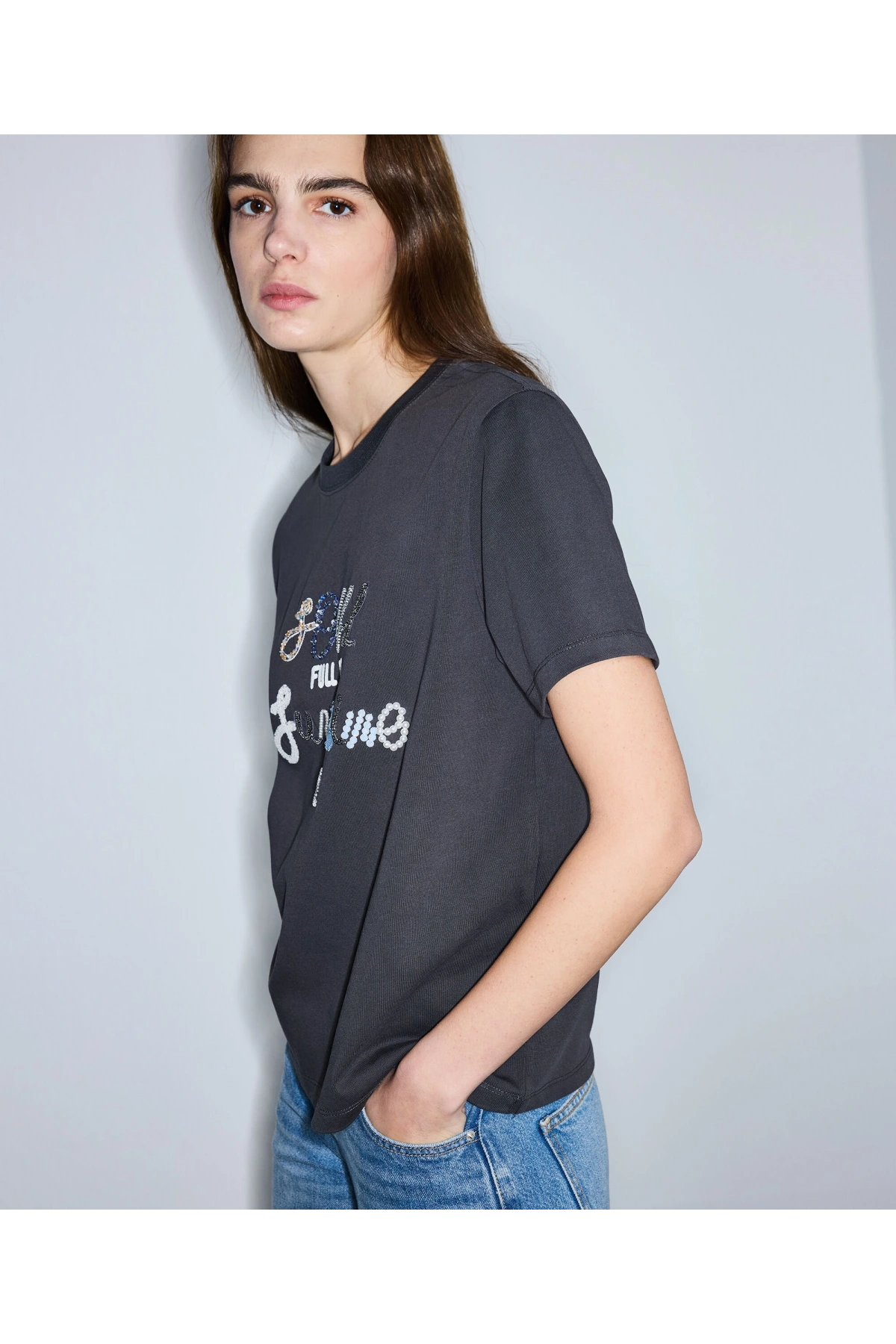 İpekyol Slogan Nakışlı T-Shirt IS1260070103