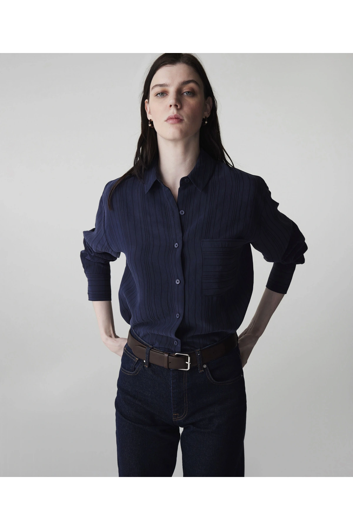 İpekyol Çizgi Jakarlı Gömlek IS1260025157