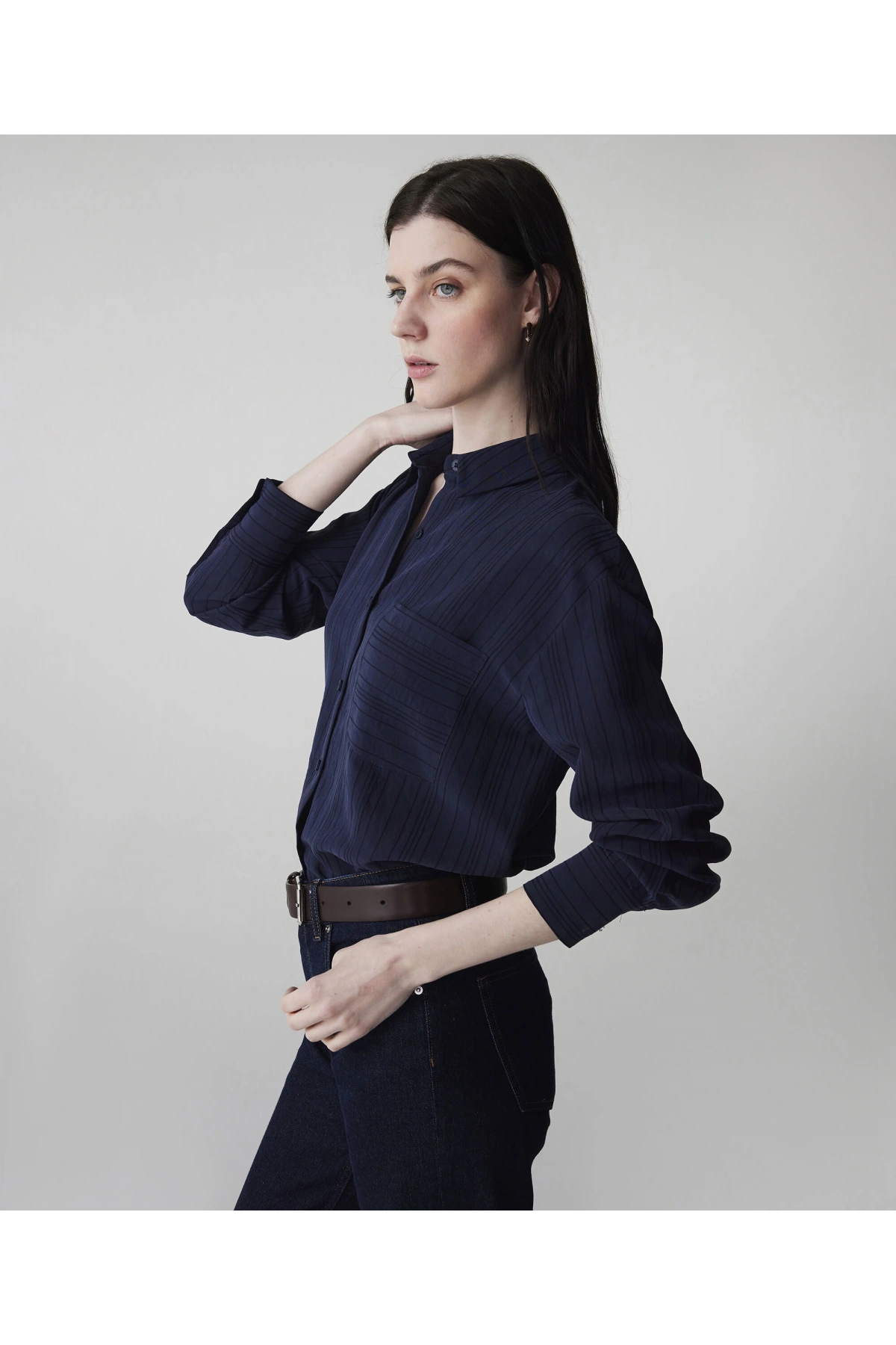 İpekyol Çizgi Jakarlı Gömlek IS1260025157