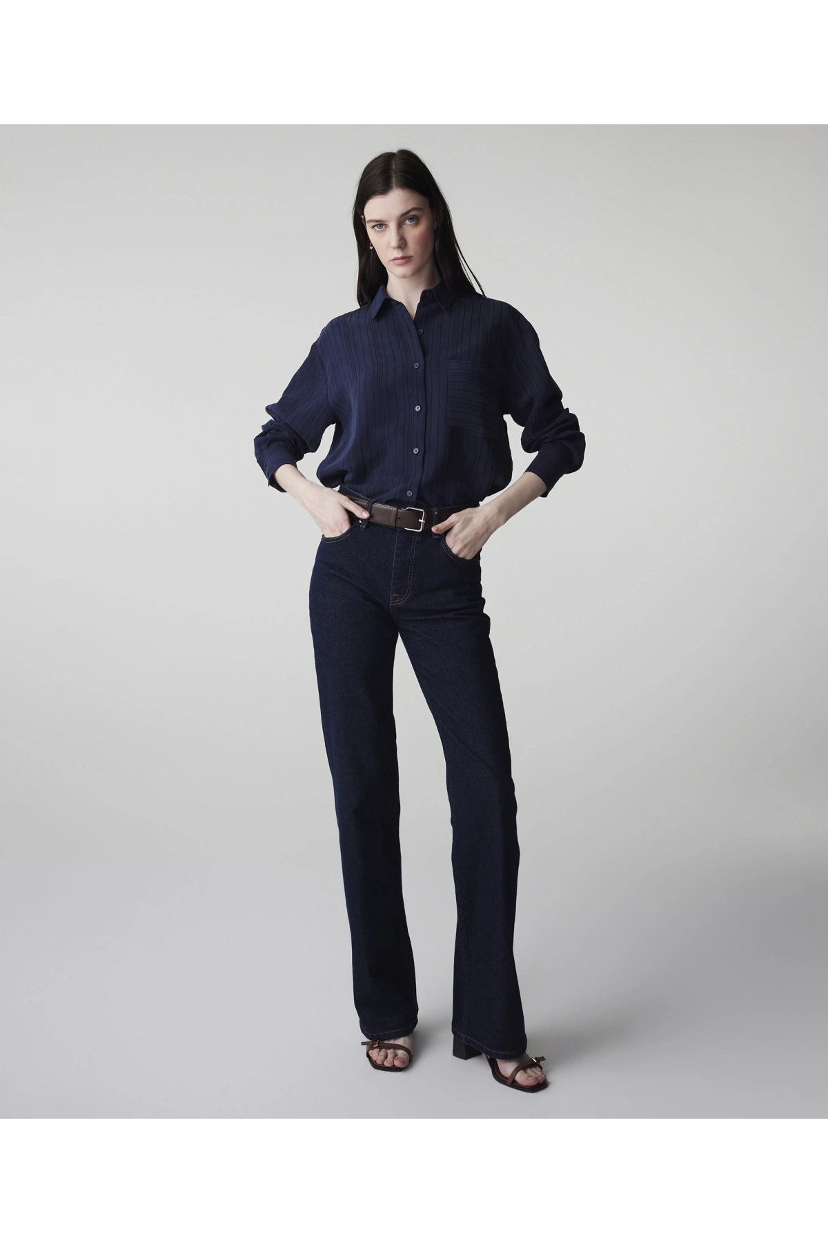 İpekyol Çizgi Jakarlı Gömlek IS1260025157