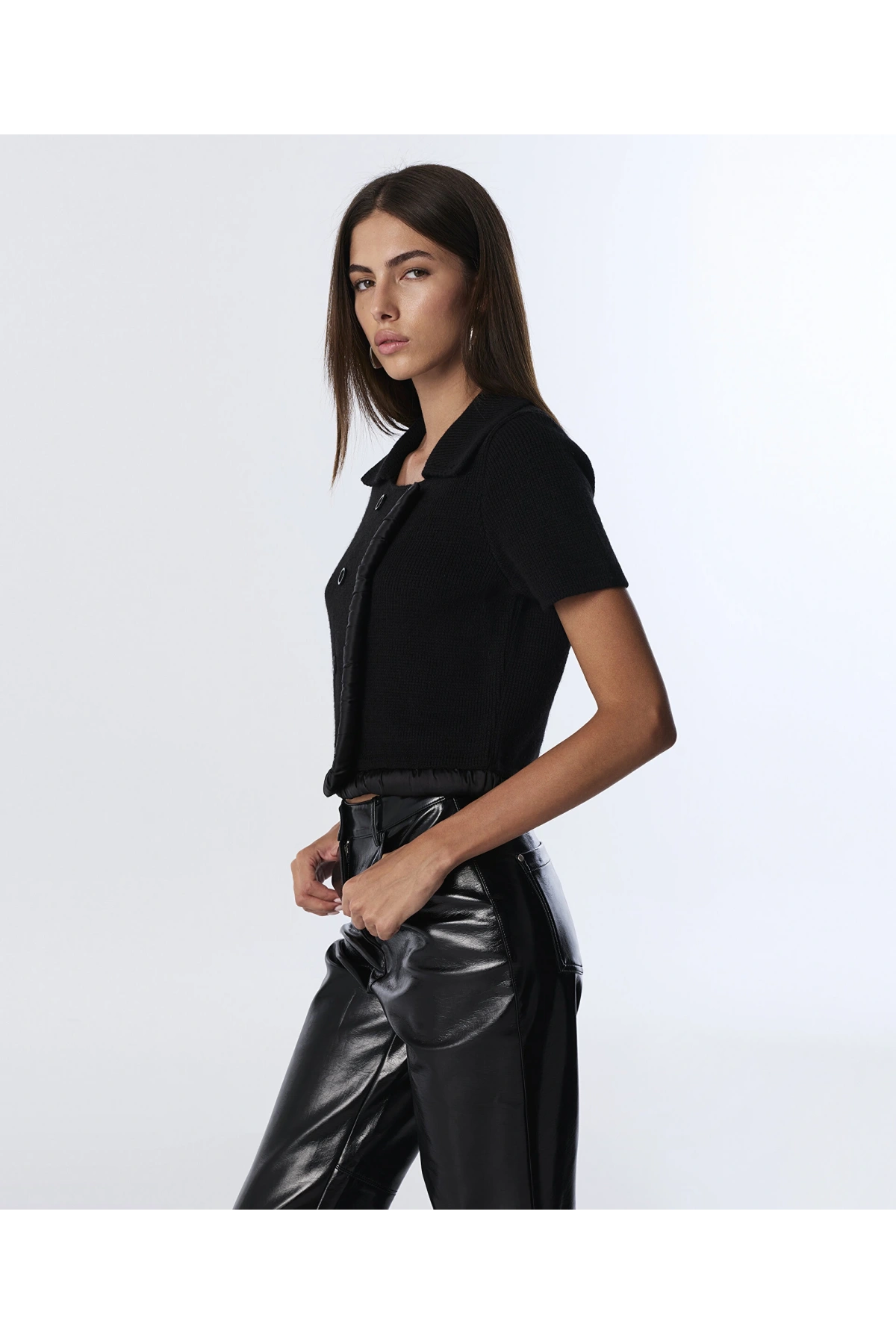 Twist Metal Aksesuarlı Kumaş Mix Triko TW6250050464