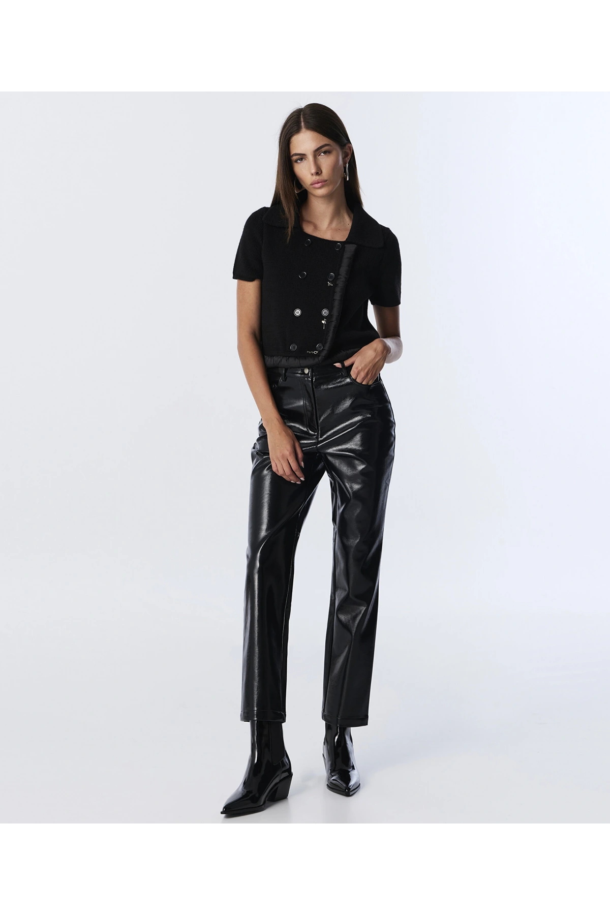 Twist Metal Aksesuarlı Kumaş Mix Triko TW6250050464