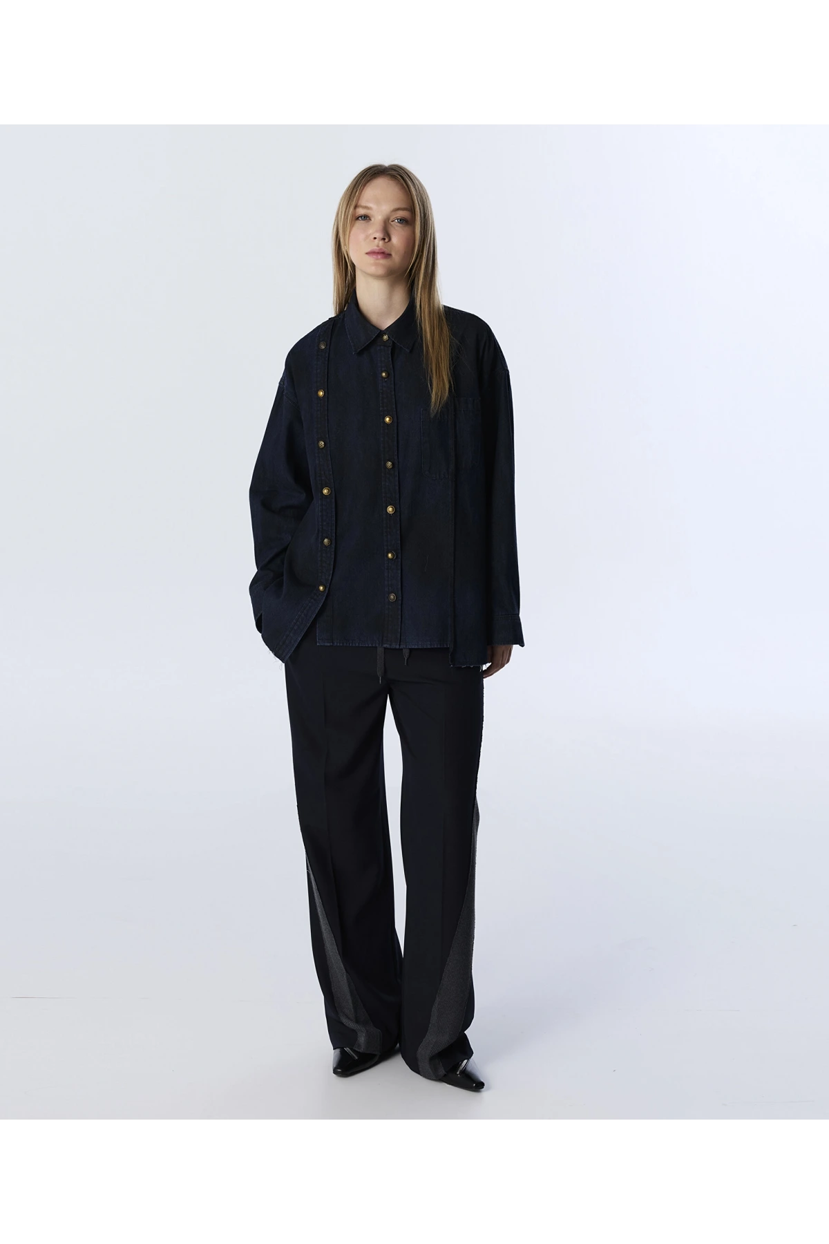 Twist Metal Aksesuarlı Jean Gömlek TW6250025128