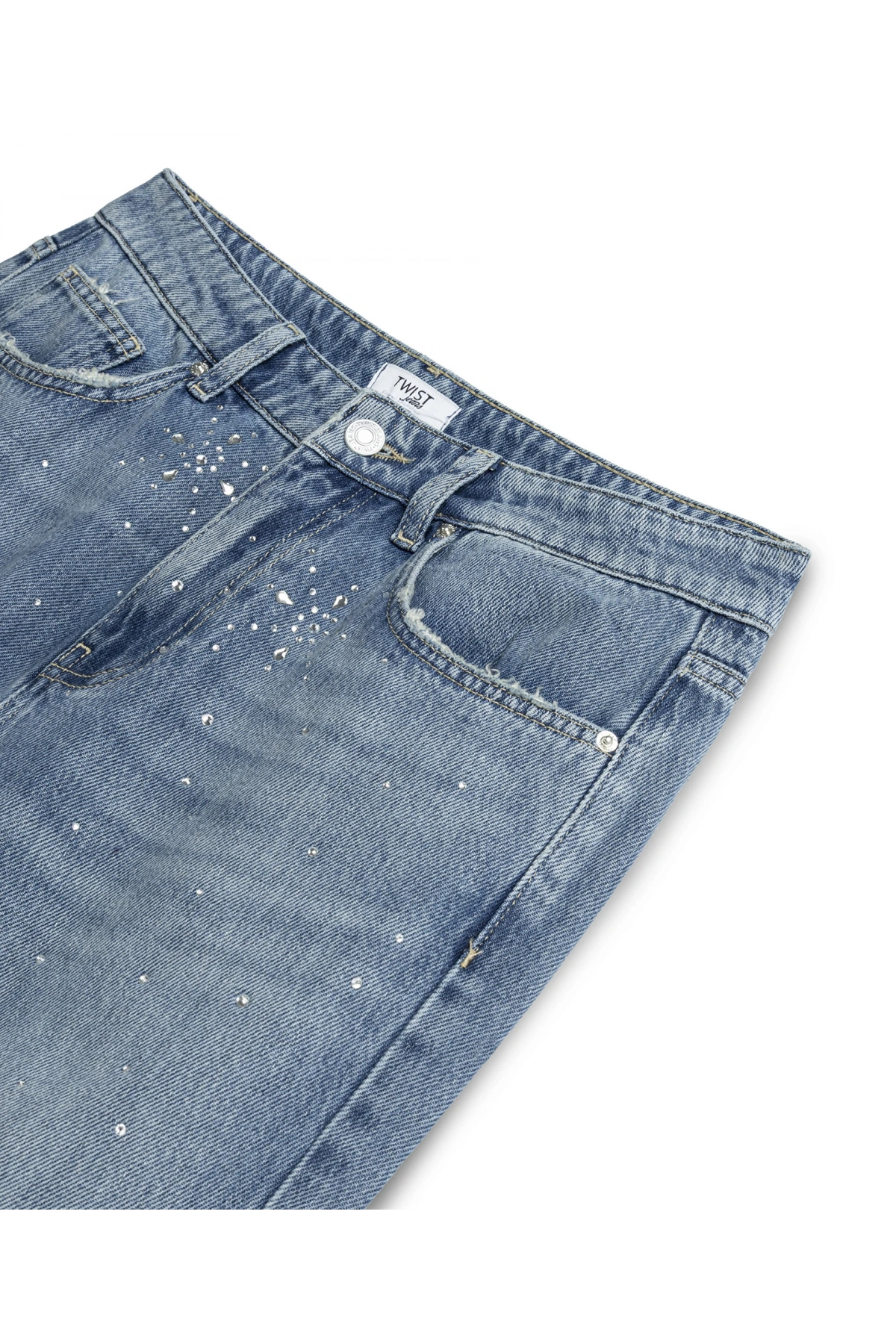 Twist Hotfix Baskılı Wide Leg Jean Pantolon TW6250018011