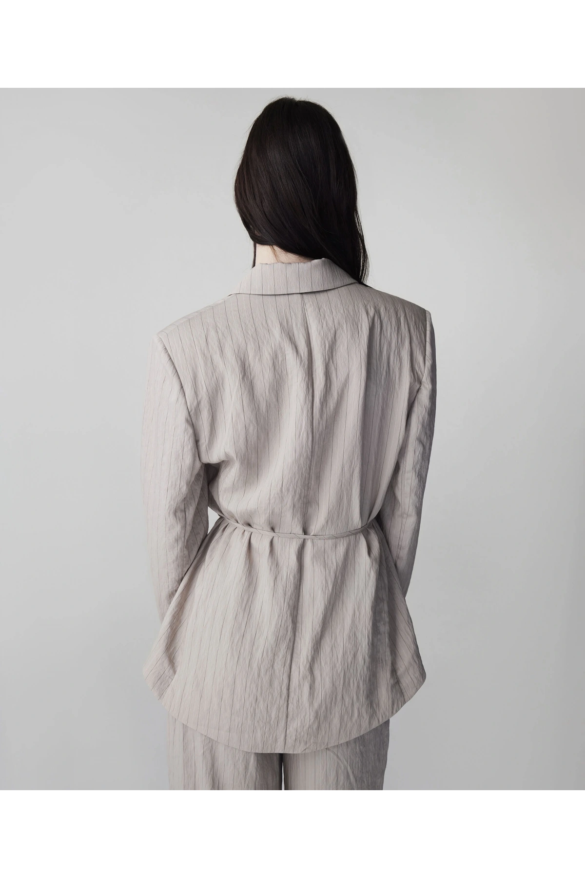 İpekyol Çizgi Jakarlı Kuşaklı Blazer IS1260106024