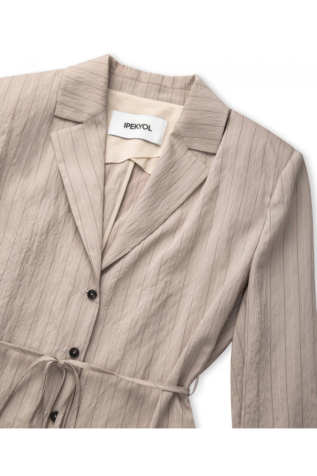 İpekyol Çizgi Jakarlı Kuşaklı Blazer IS1260106024