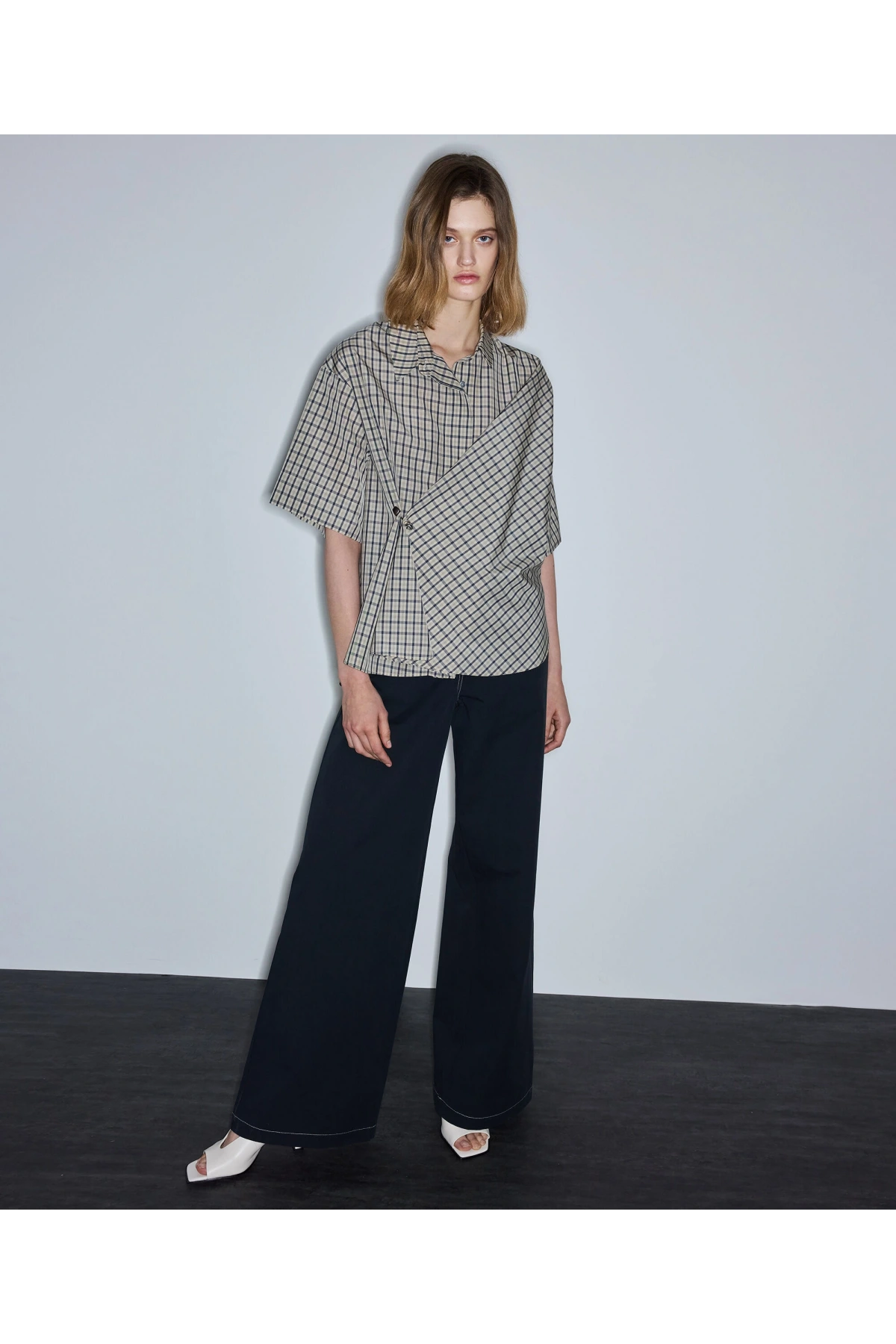 İpekyol Ekose Desen Asimetrik Gömlek IS1260025140