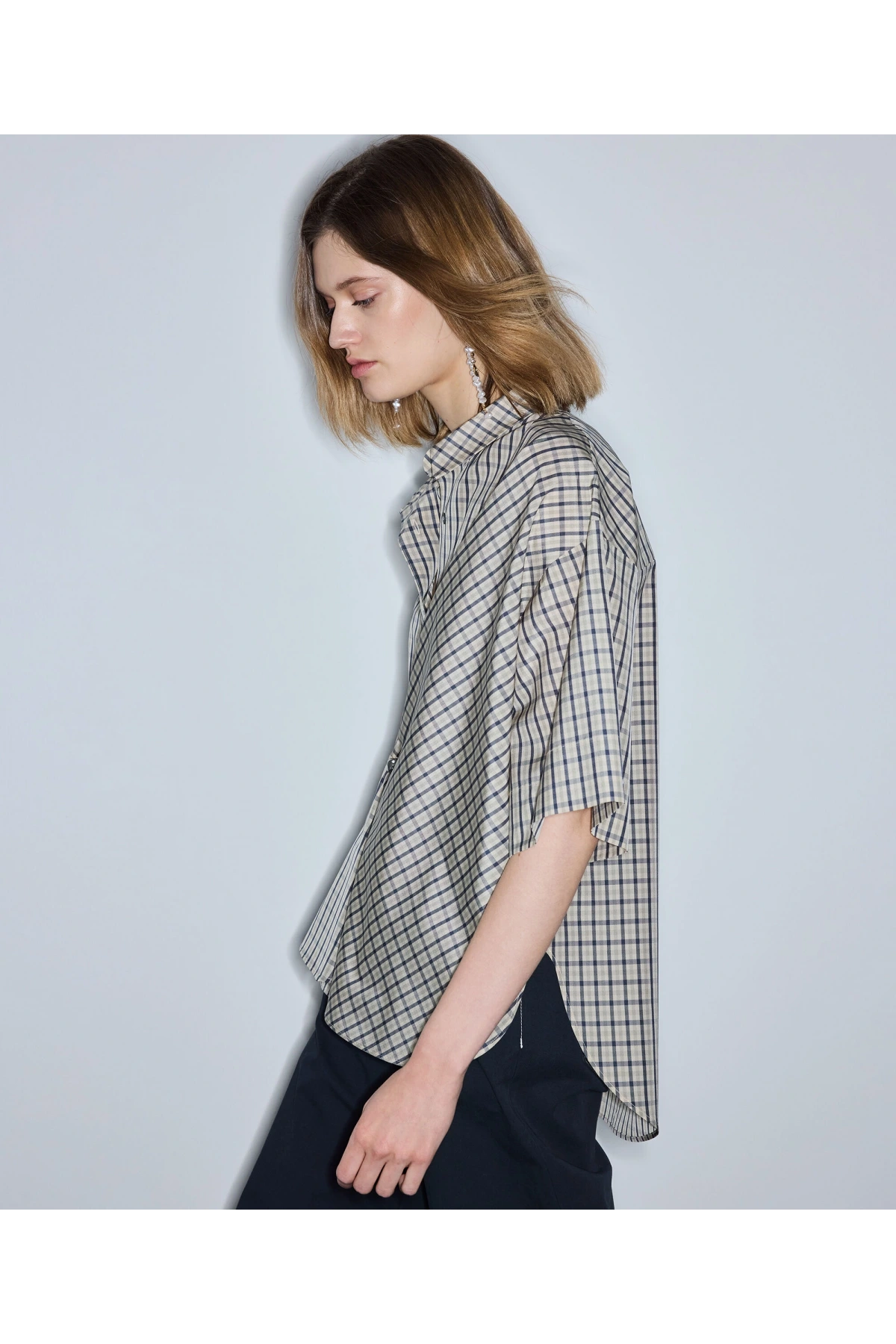 İpekyol Ekose Desen Asimetrik Gömlek IS1260025140