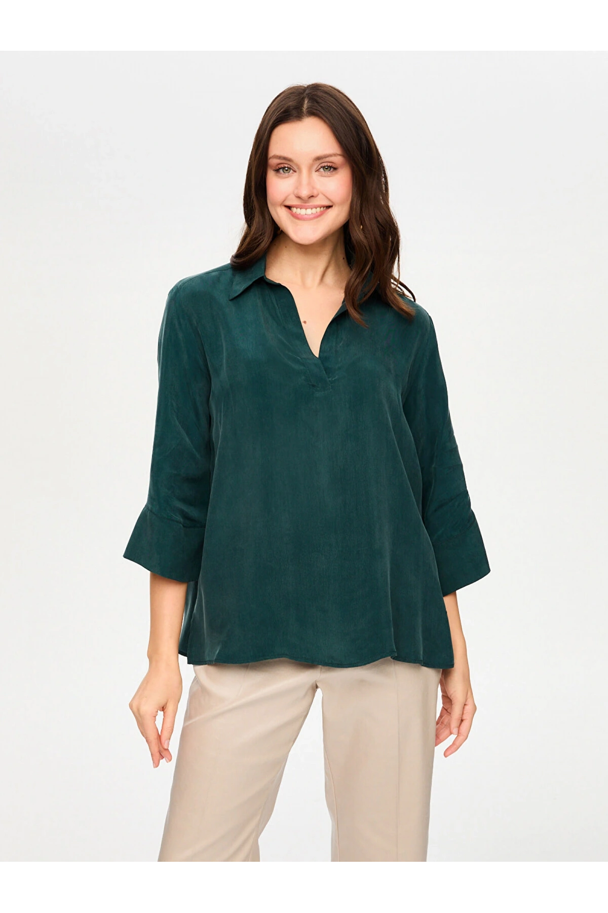 Faik Sönmez Yarım Patlı 3-4 Kol Cupro Bluz US26BLZ021