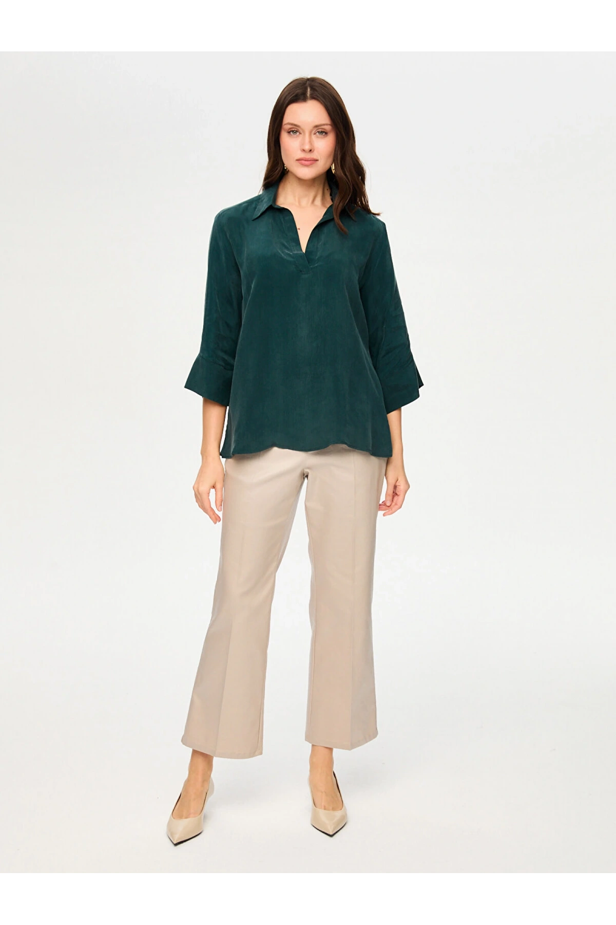 Faik Sönmez Yarım Patlı 3-4 Kol Cupro Bluz US26BLZ021