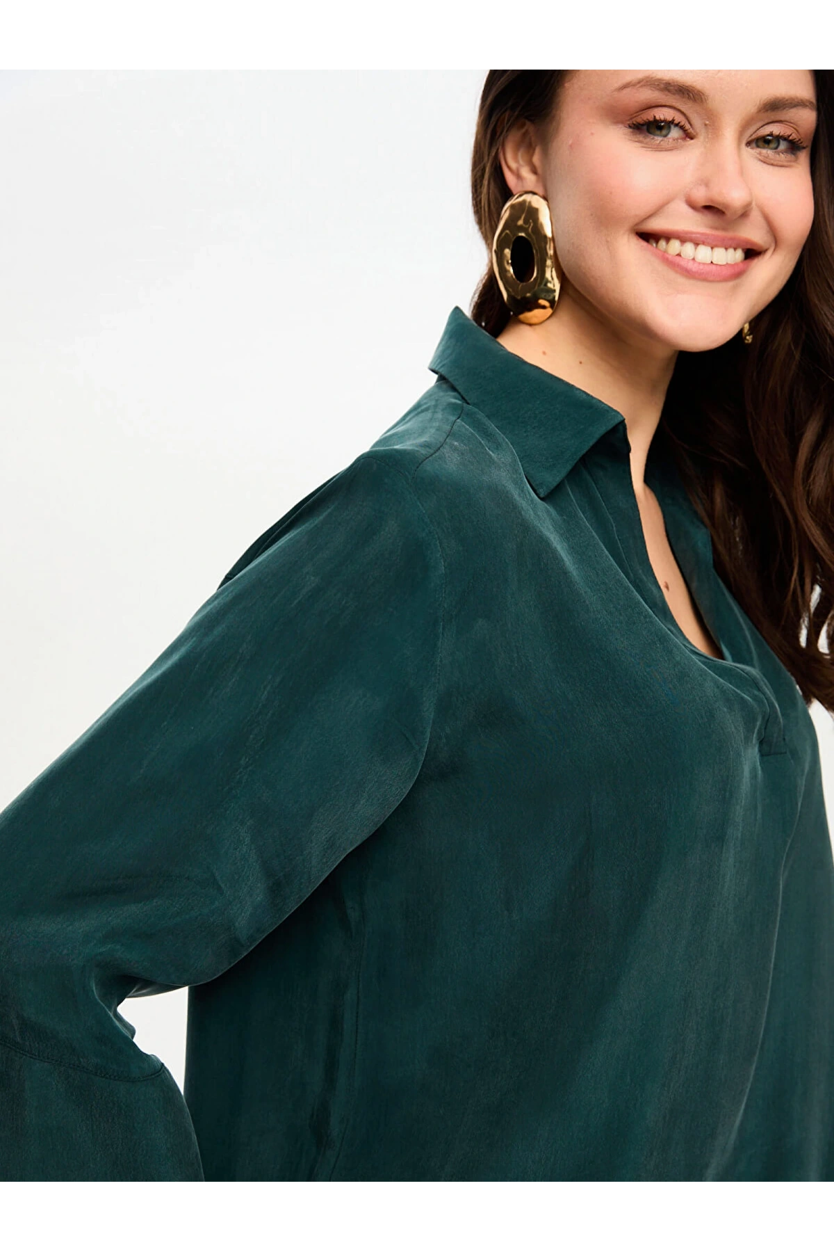 Faik Sönmez Yarım Patlı 3-4 Kol Cupro Bluz US26BLZ021