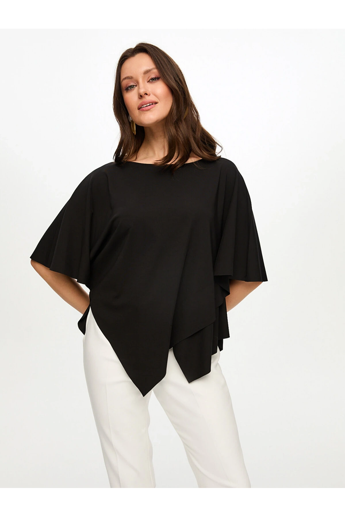 Faik Sönmez Mendil Form Asimetrik Yuvarlak Yaka T-Shirt US26TSH062