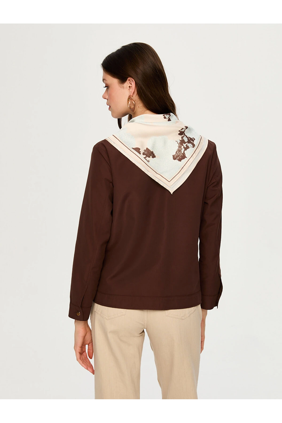 Faik Sönmez Desenli Fular Aksesuarlı Pamuklu Ceket US26CKT031