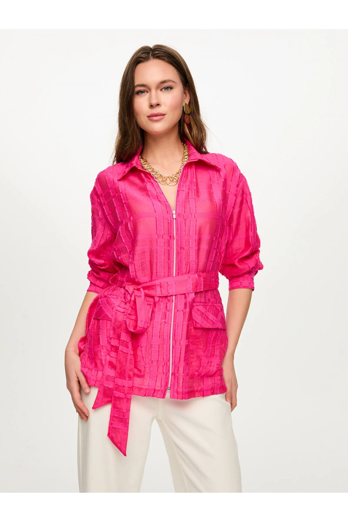 Faik Sönmez Kendinden Desenli Overshirt Tunik US26TNK006