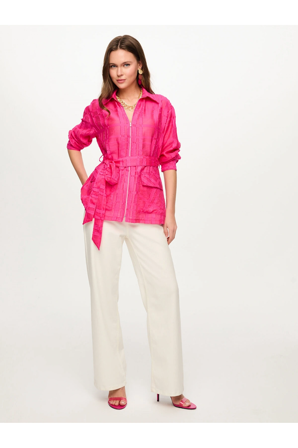 Faik Sönmez Kendinden Desenli Overshirt Tunik US26TNK006