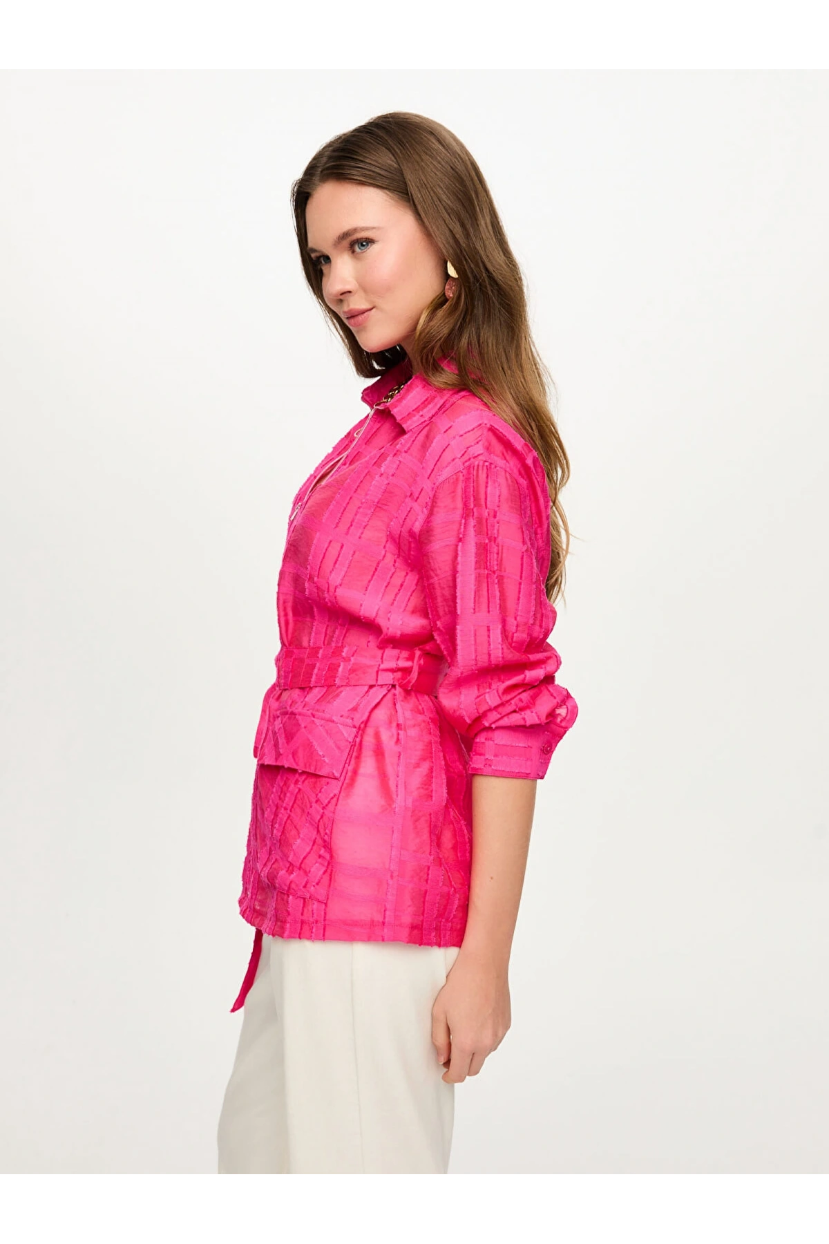 Faik Sönmez Kendinden Desenli Overshirt Tunik US26TNK006