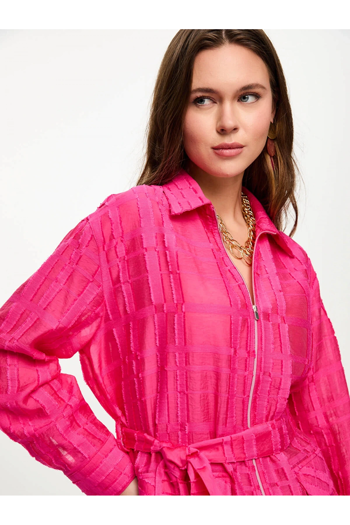 Faik Sönmez Kendinden Desenli Overshirt Tunik US26TNK006