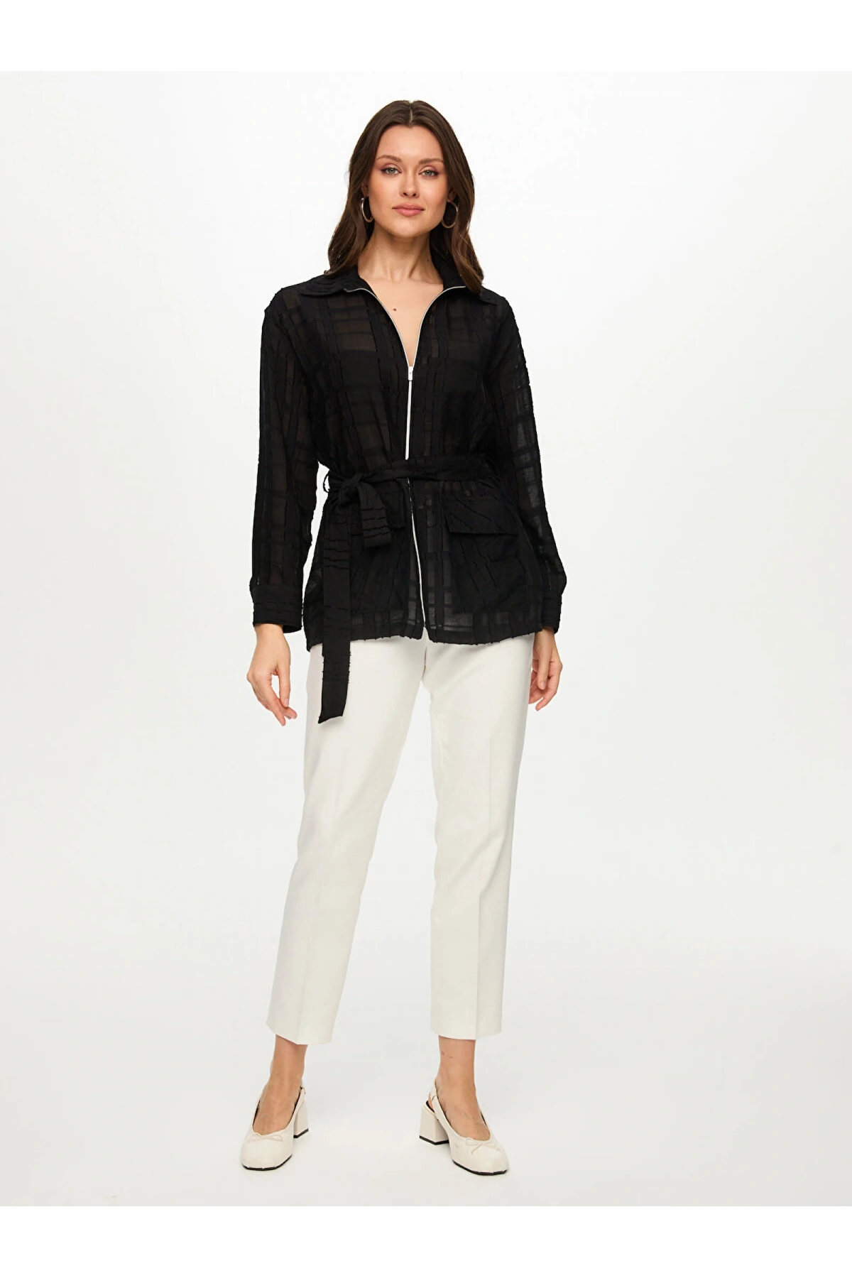 Faik Sönmez Kendinden Desenli Overshirt Tunik US26TNK006